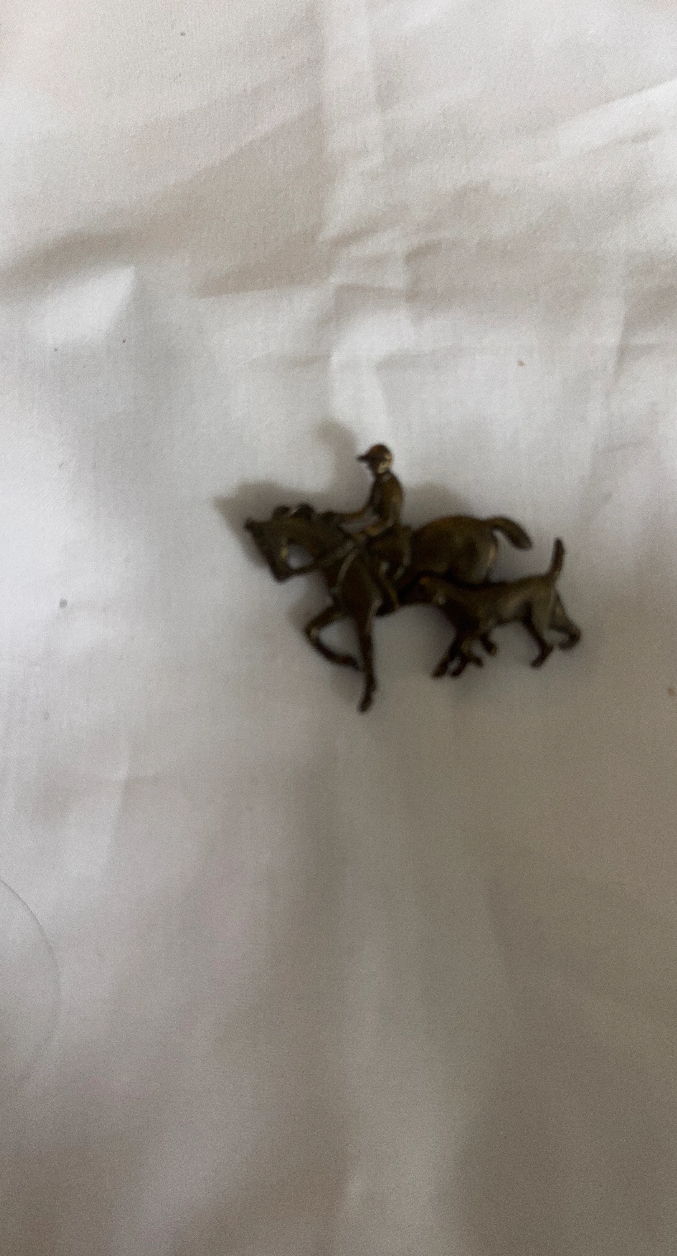 Vintage Bronze Horse Rider Brooch