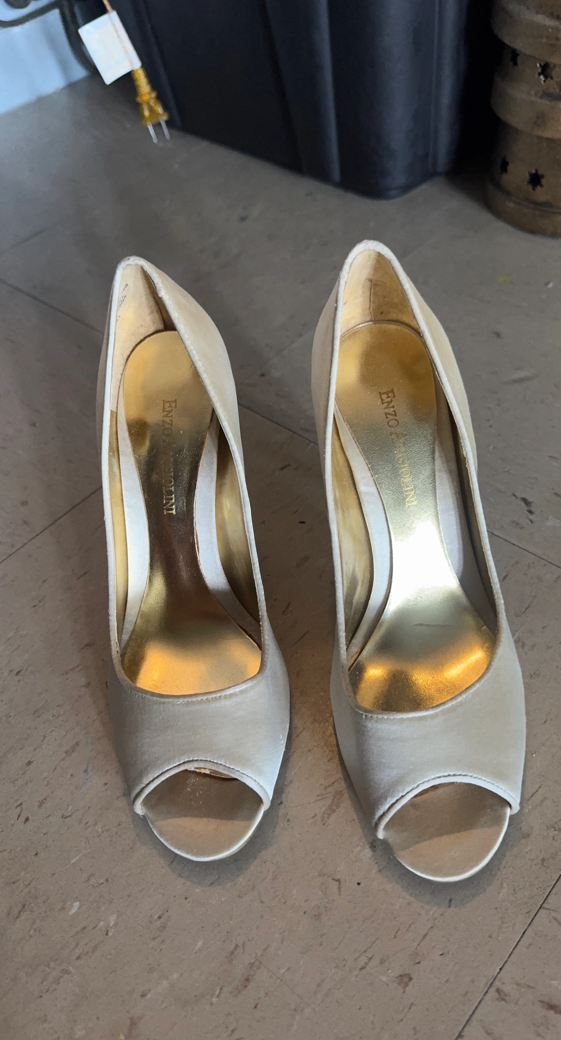Enzo Angiolini Tan Peep Toe Heels