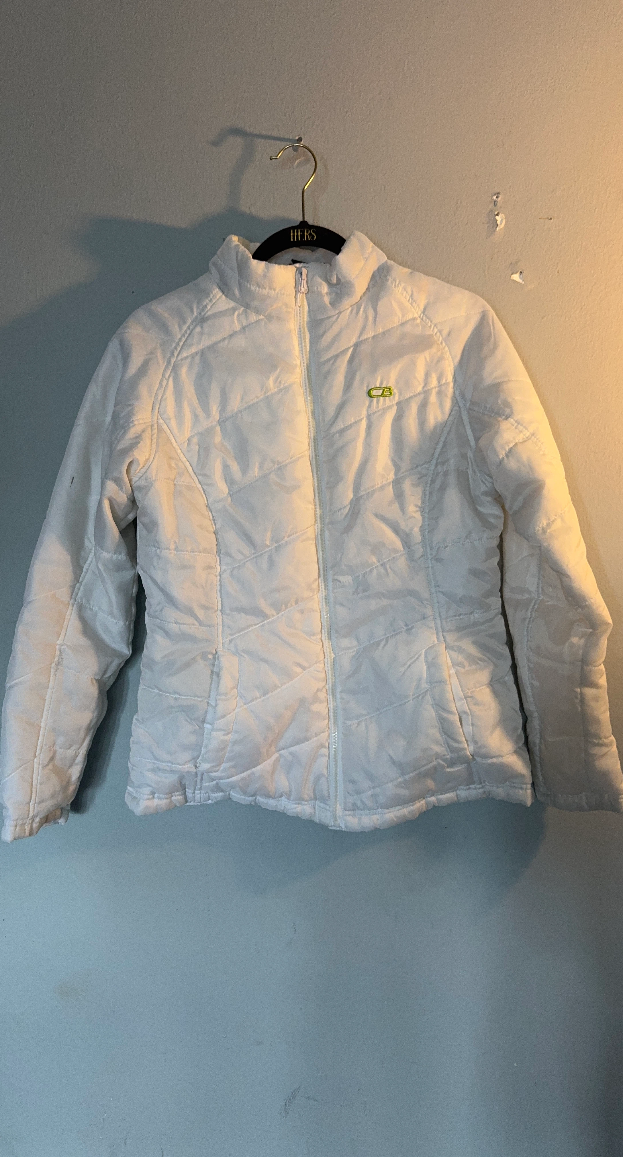 White CB quilted zip-up jacket