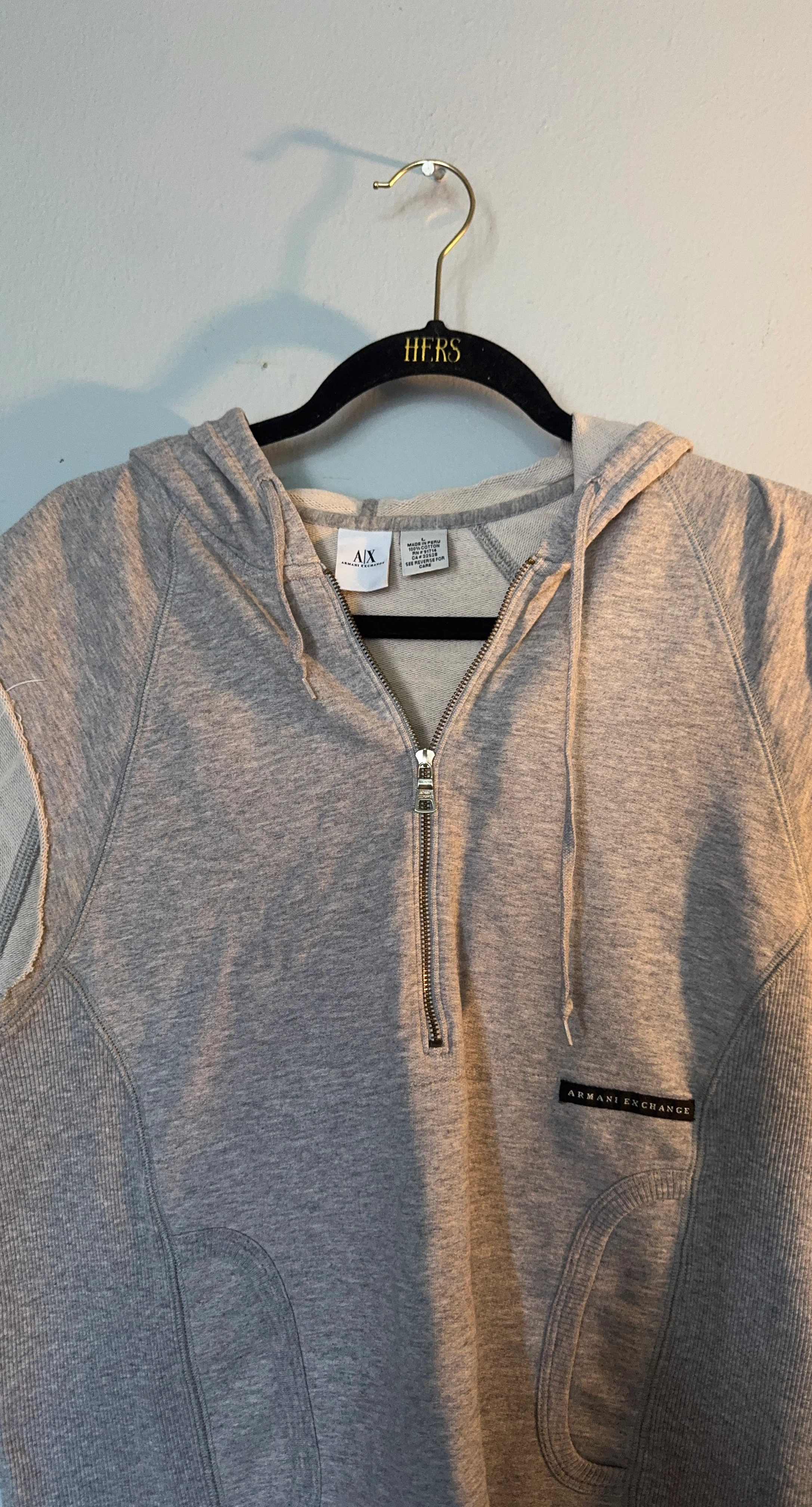 Armani Exchange Gray Sleeveless Hoodie L