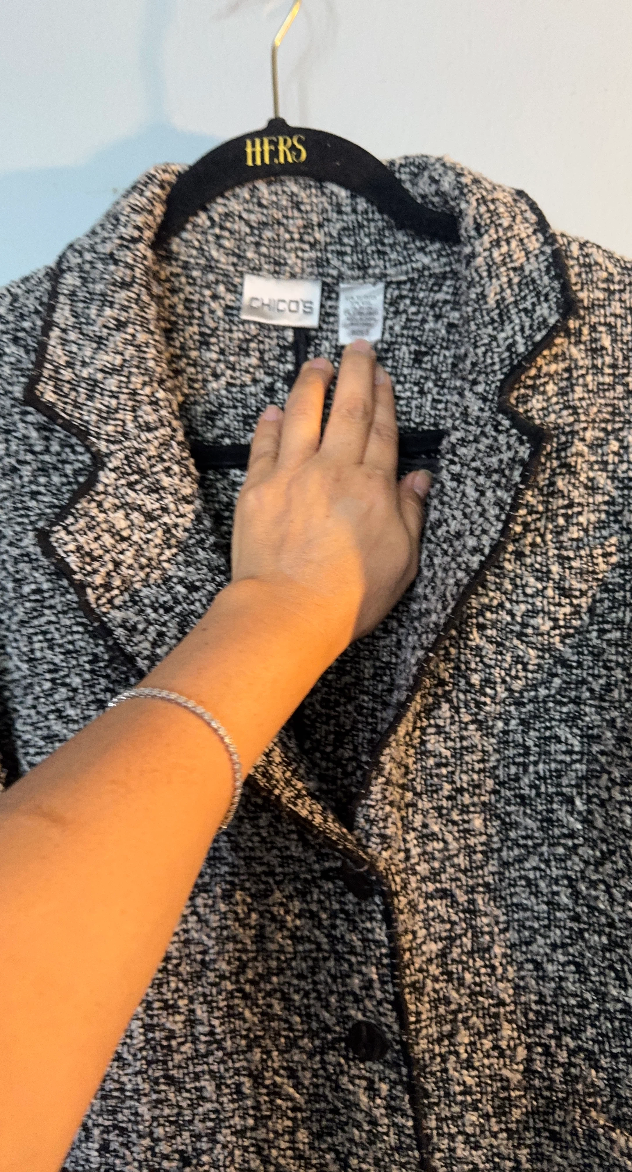 Chico's Black and White Tweed Blazer Size 1