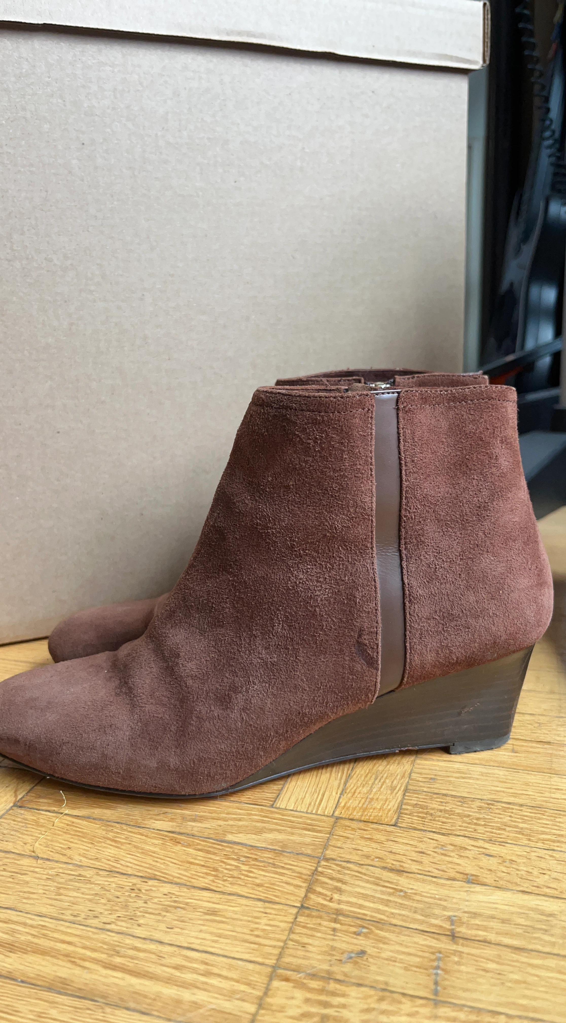 Brown Suede Wedge Ankle Boots
