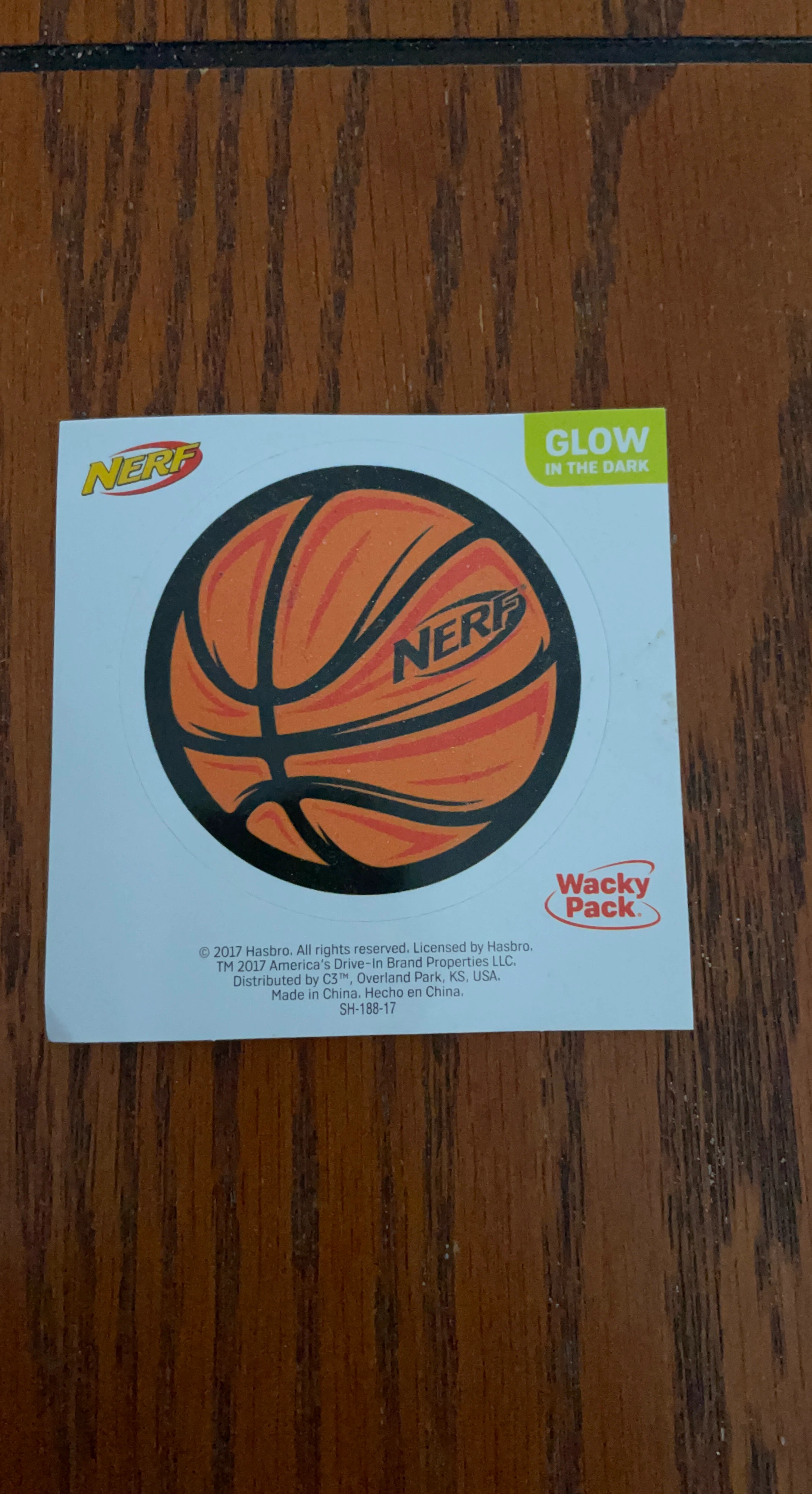 Nerf Glow in the Dark Basketball Sticker