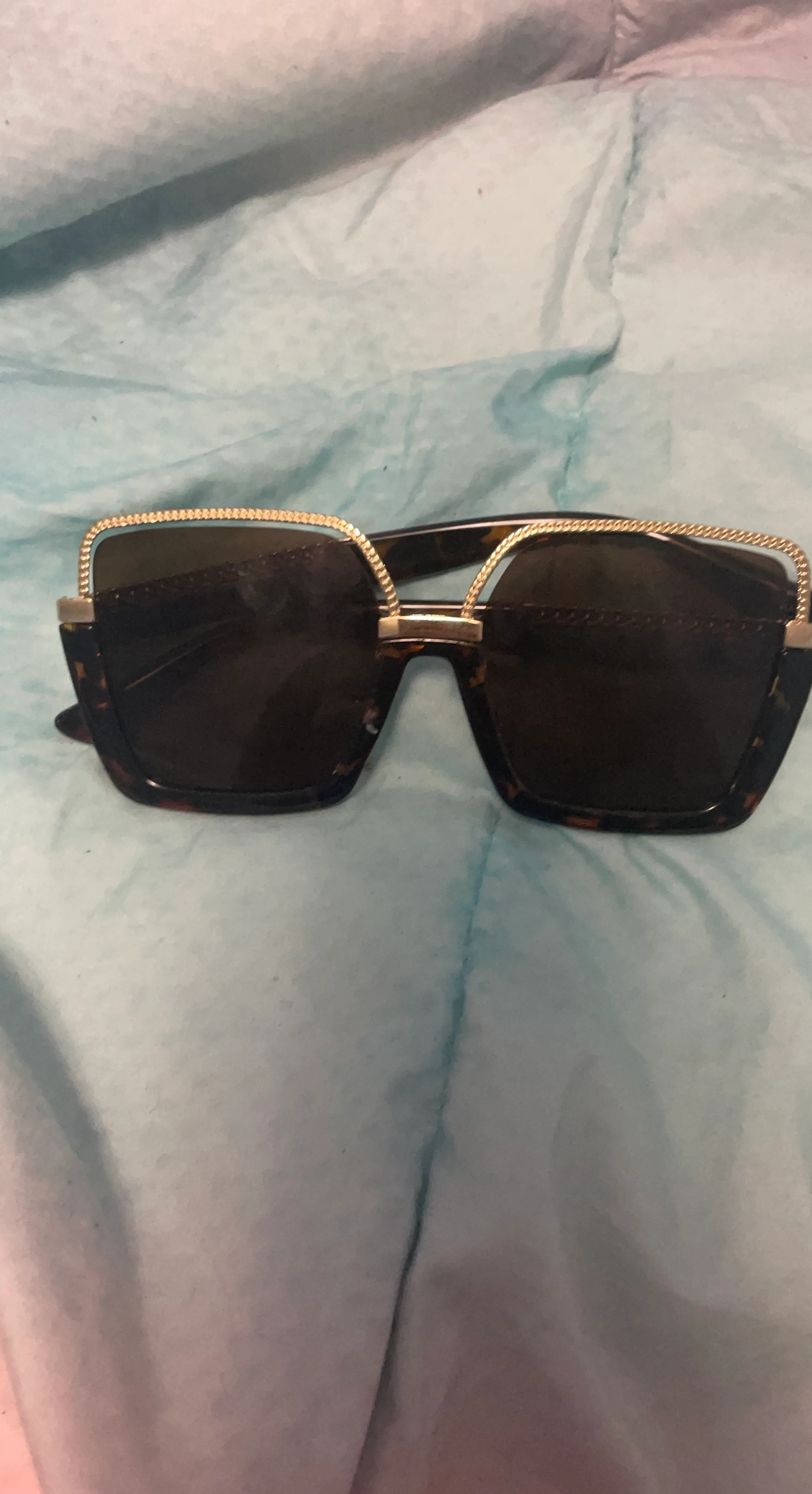 Oversized Tortoise Shell Sunglasses with Gold Trim