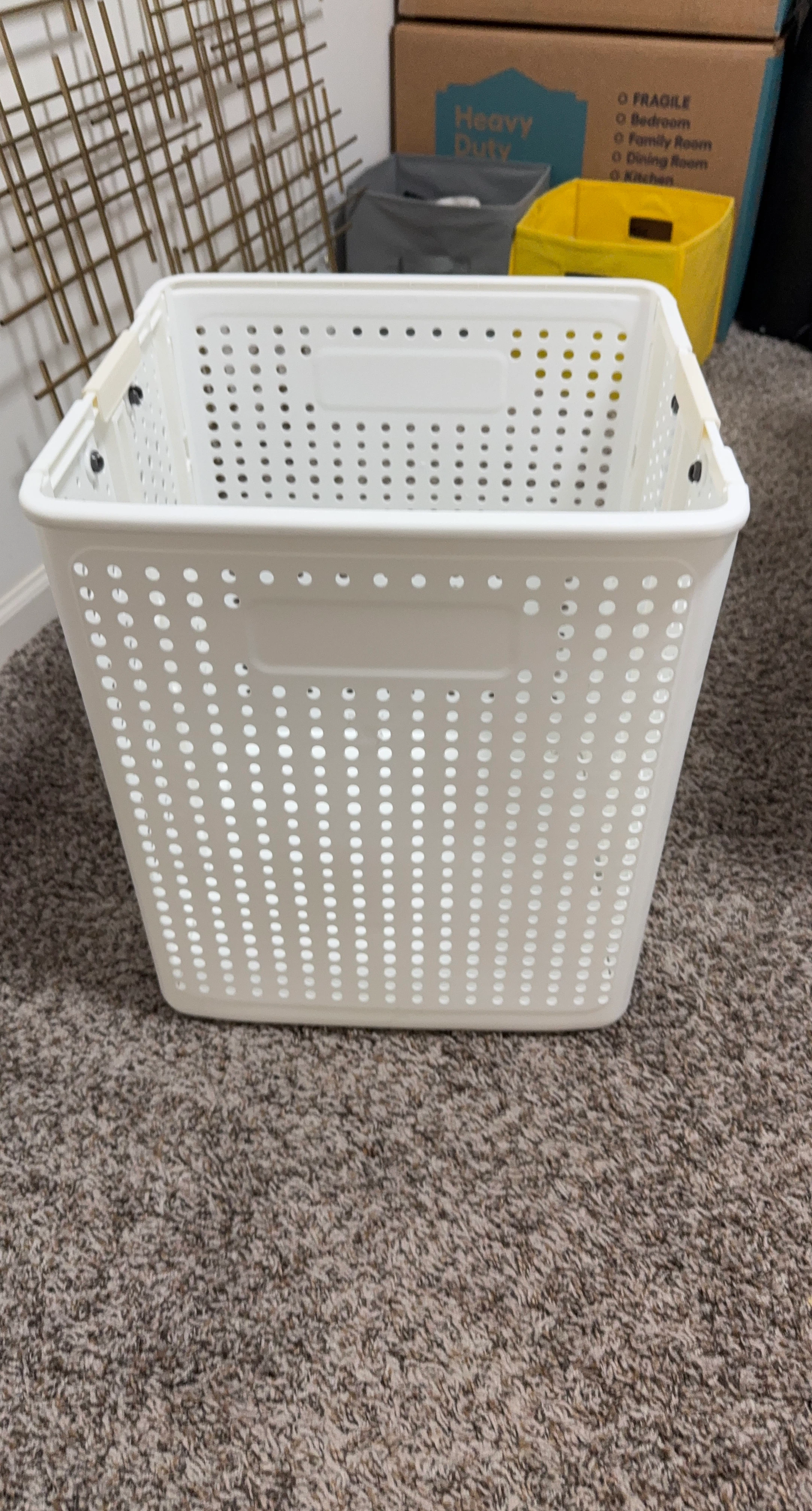 White Perforated Storage Bin