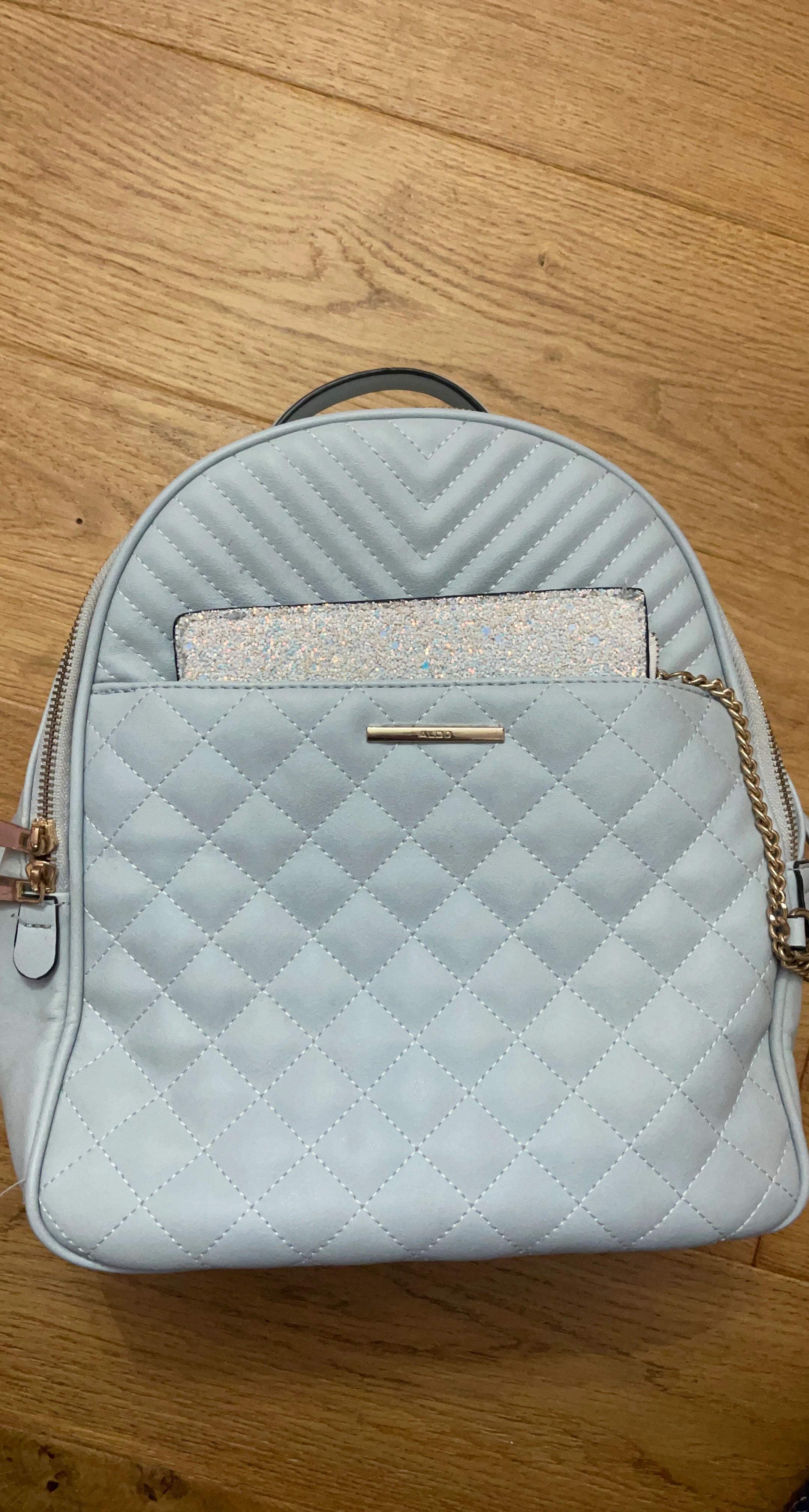Light Blue Quilted Backpack
