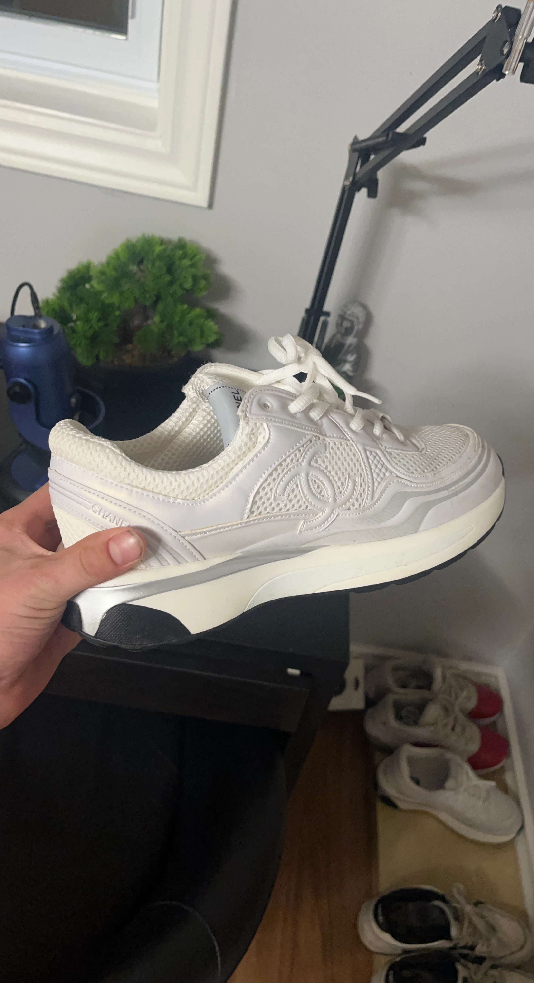 Chanel White Mesh Sneakers