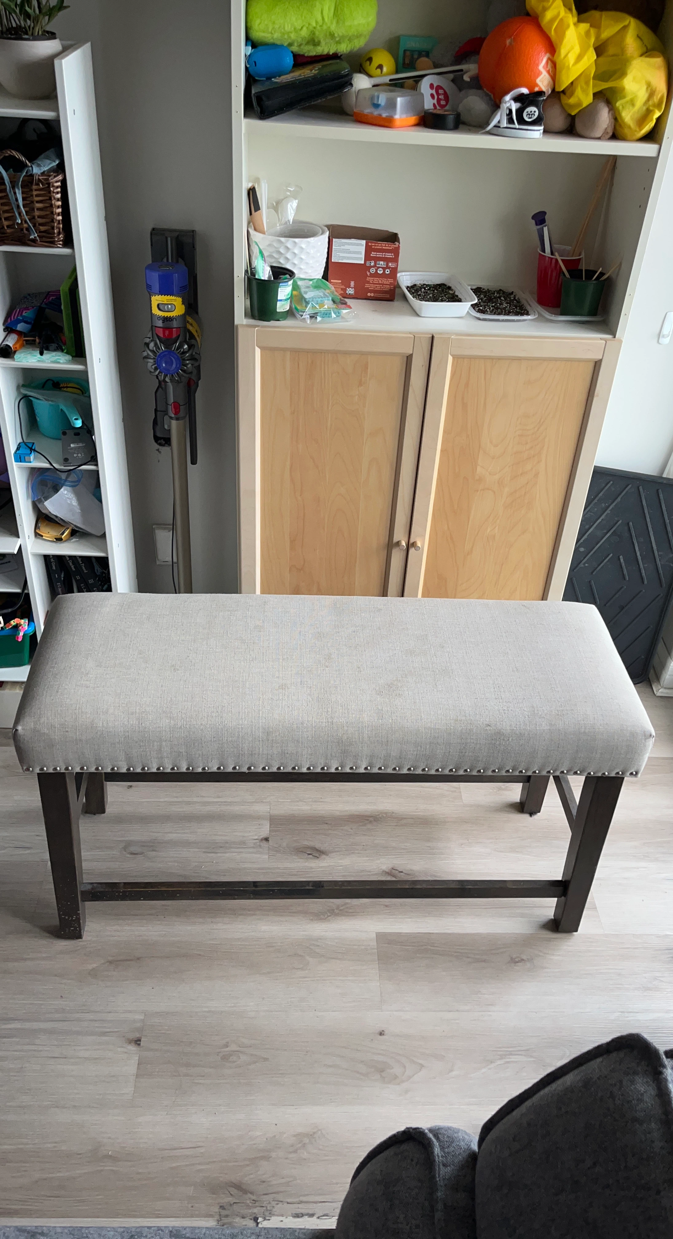 Upholstered Bench with Nailhead Trim