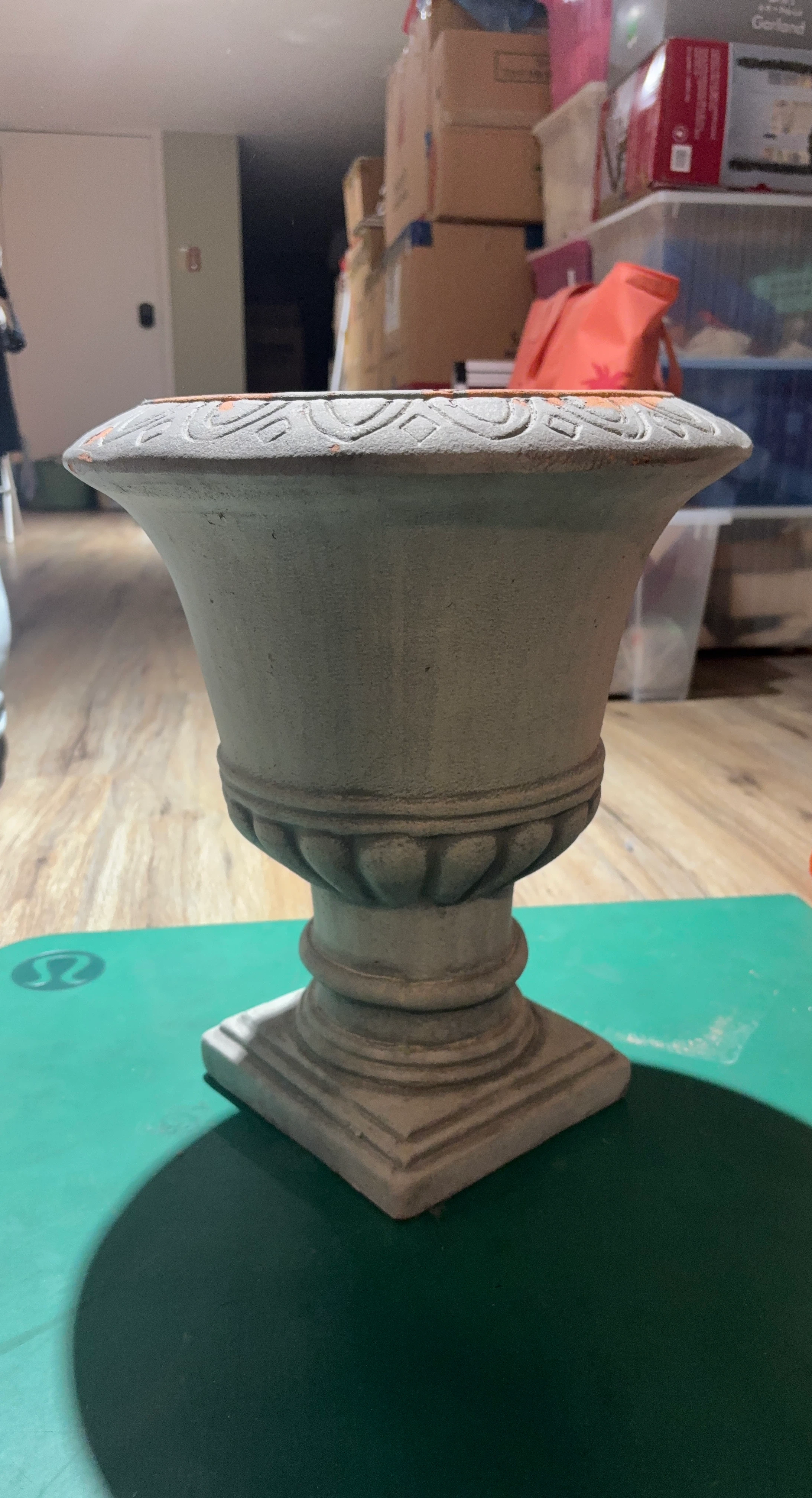 Gray Concrete Pedestal Urn Planter