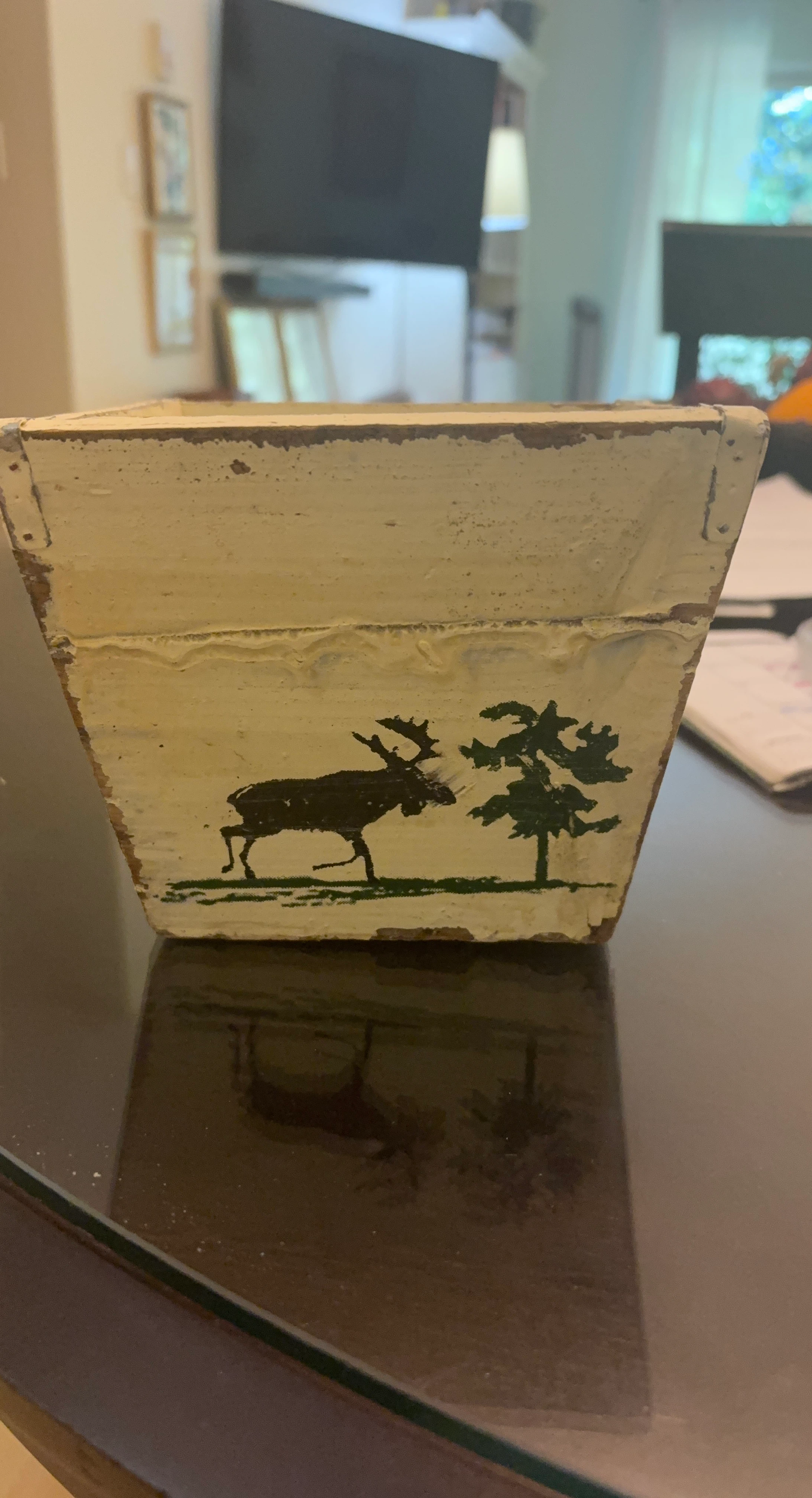 Decorative Wooden Box with Moose Design