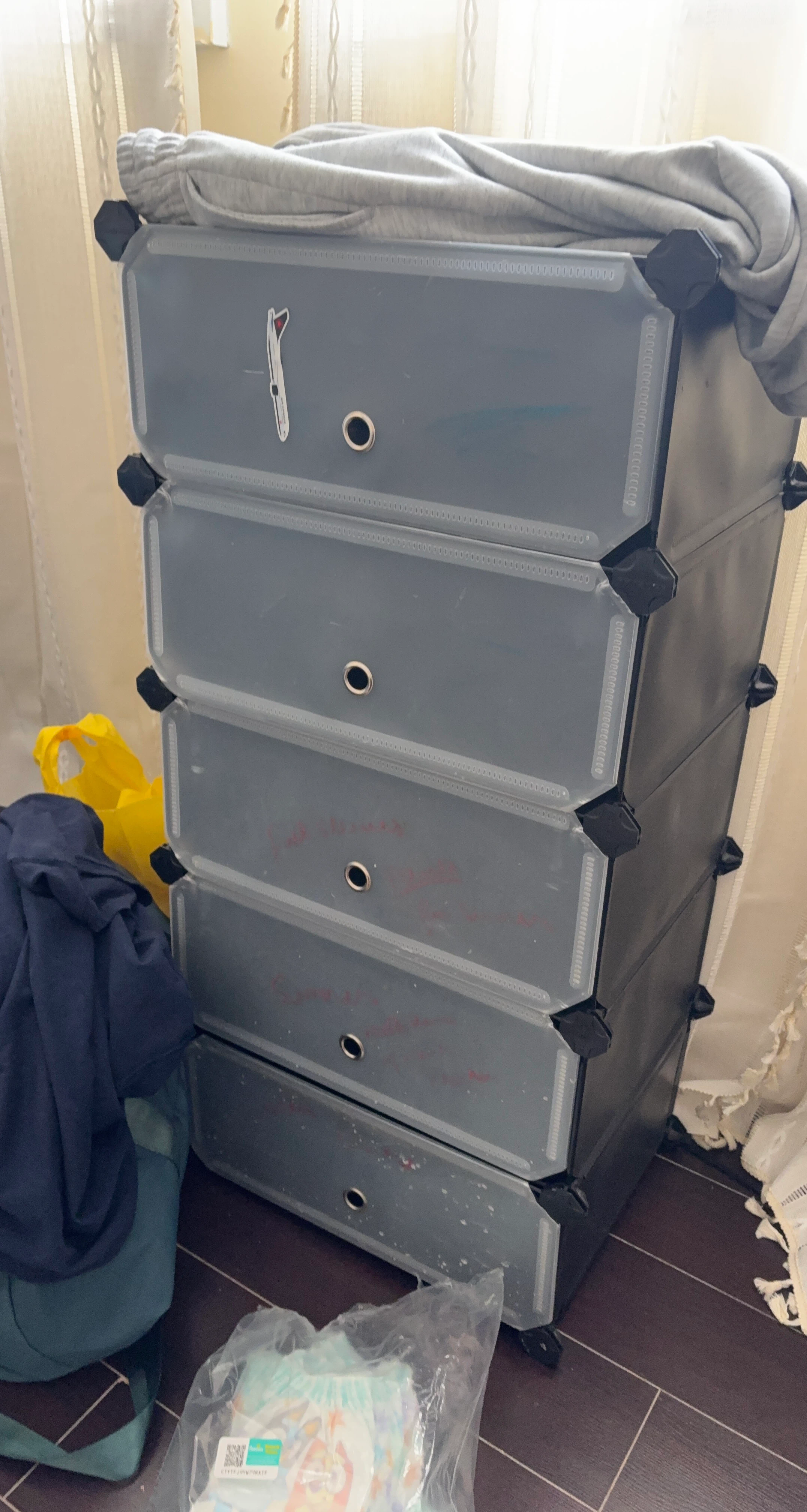Grey 5-Drawer Storage Unit
