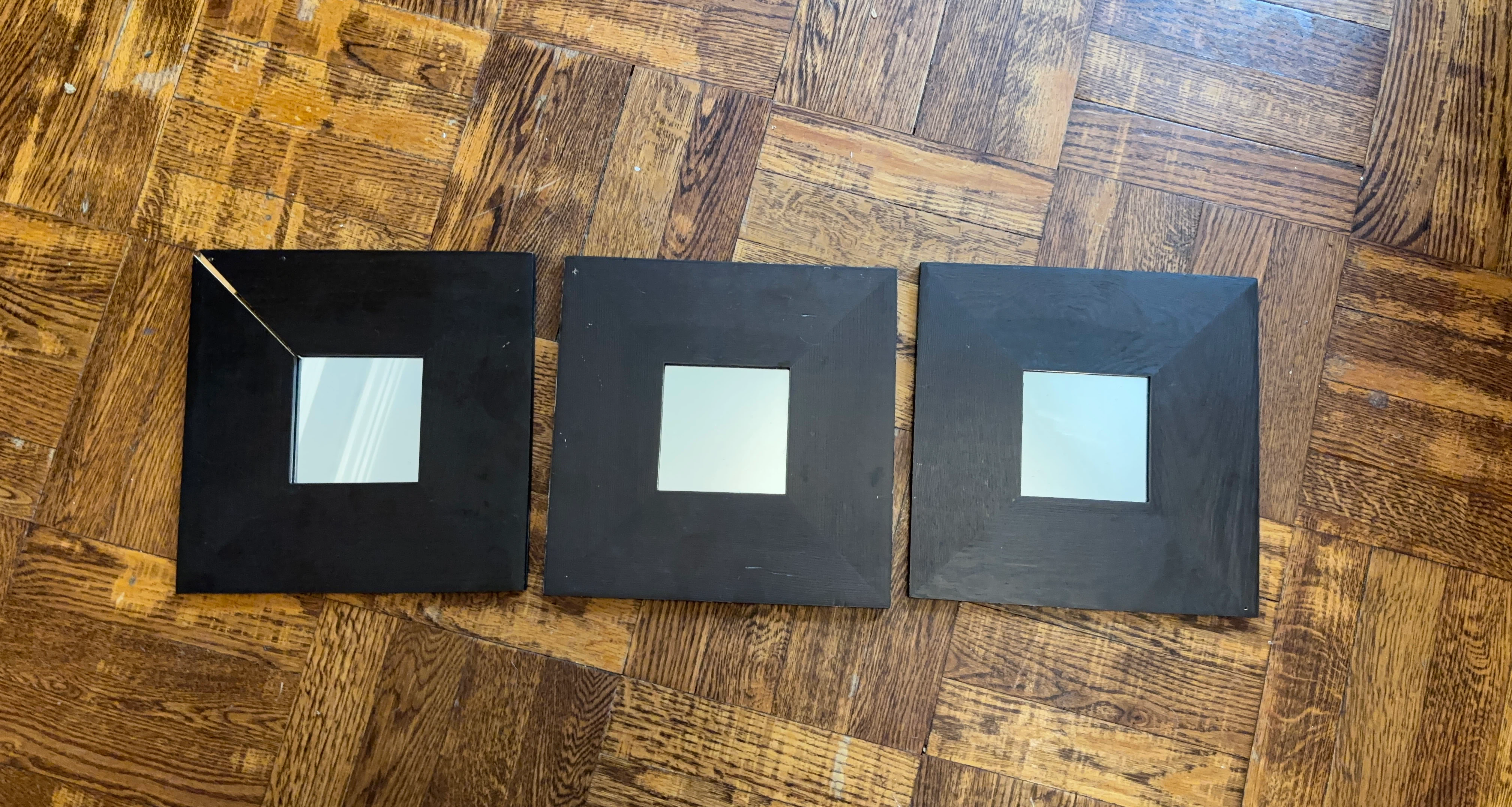 Set of 3 Square Black Mirrors