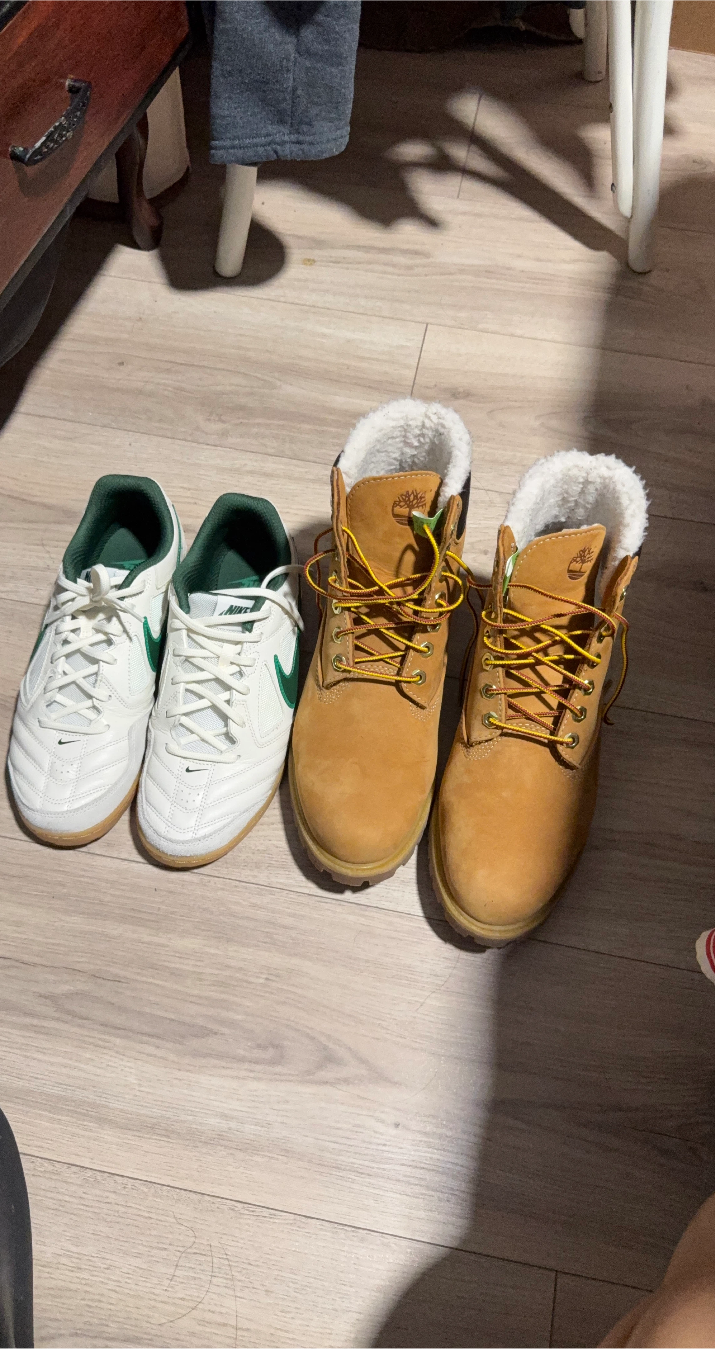 Timberland Wheat Boots and Nike Gato