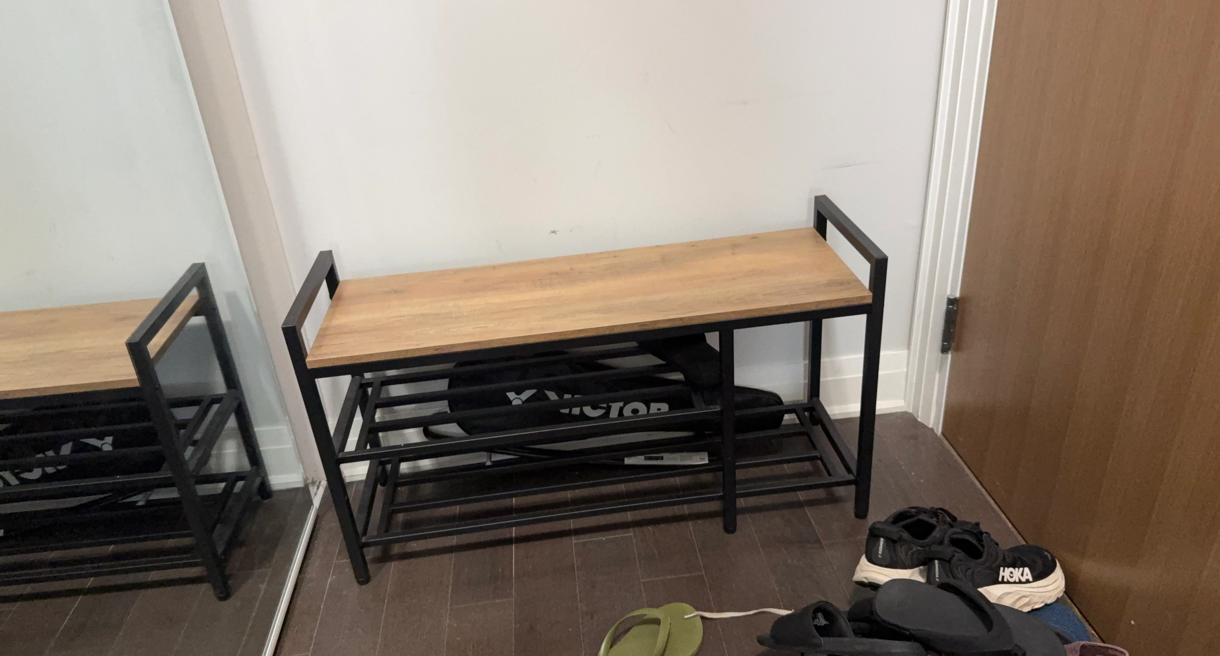 Wooden Top Shoe Rack Bench