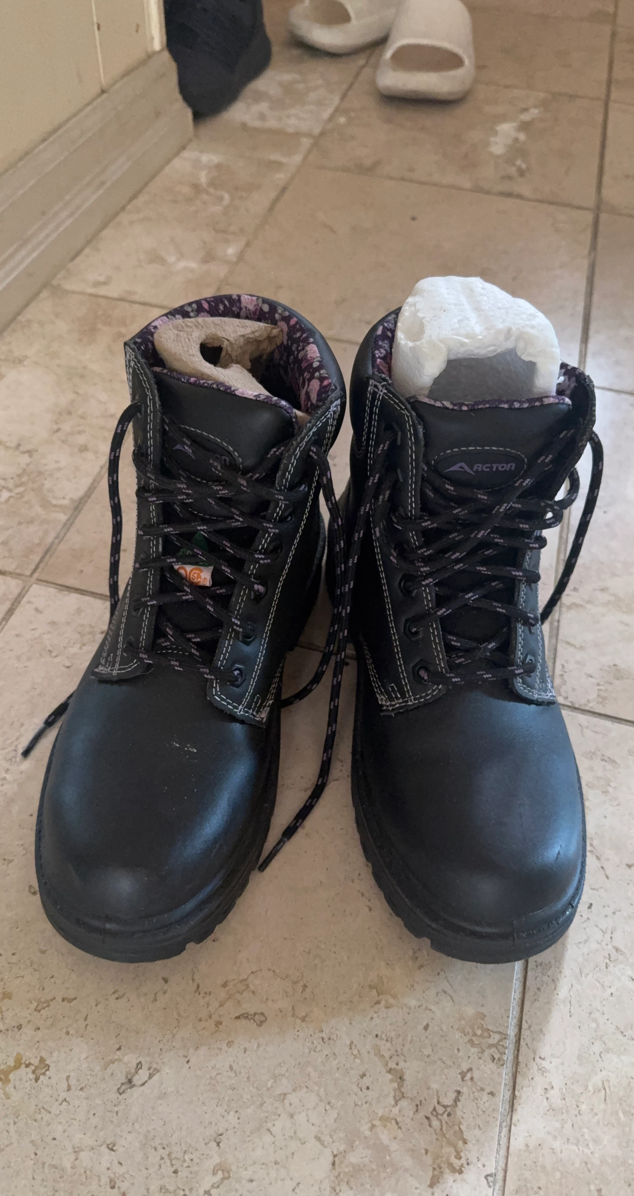 Acton Black Work Boots