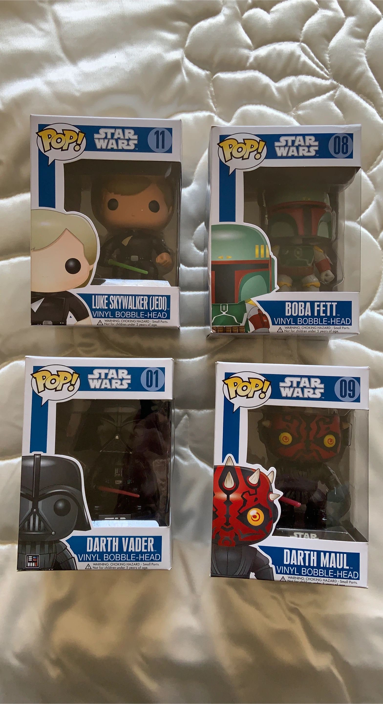 Star Wars Funko Pops! 4-Vinyl Bobble-Heads.