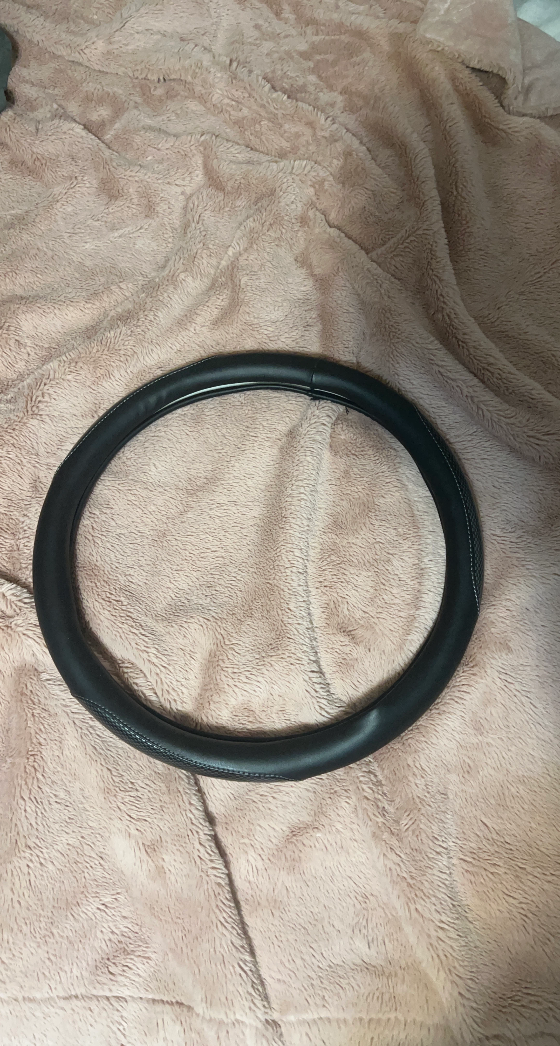 Black Leather Steering Wheel Cover