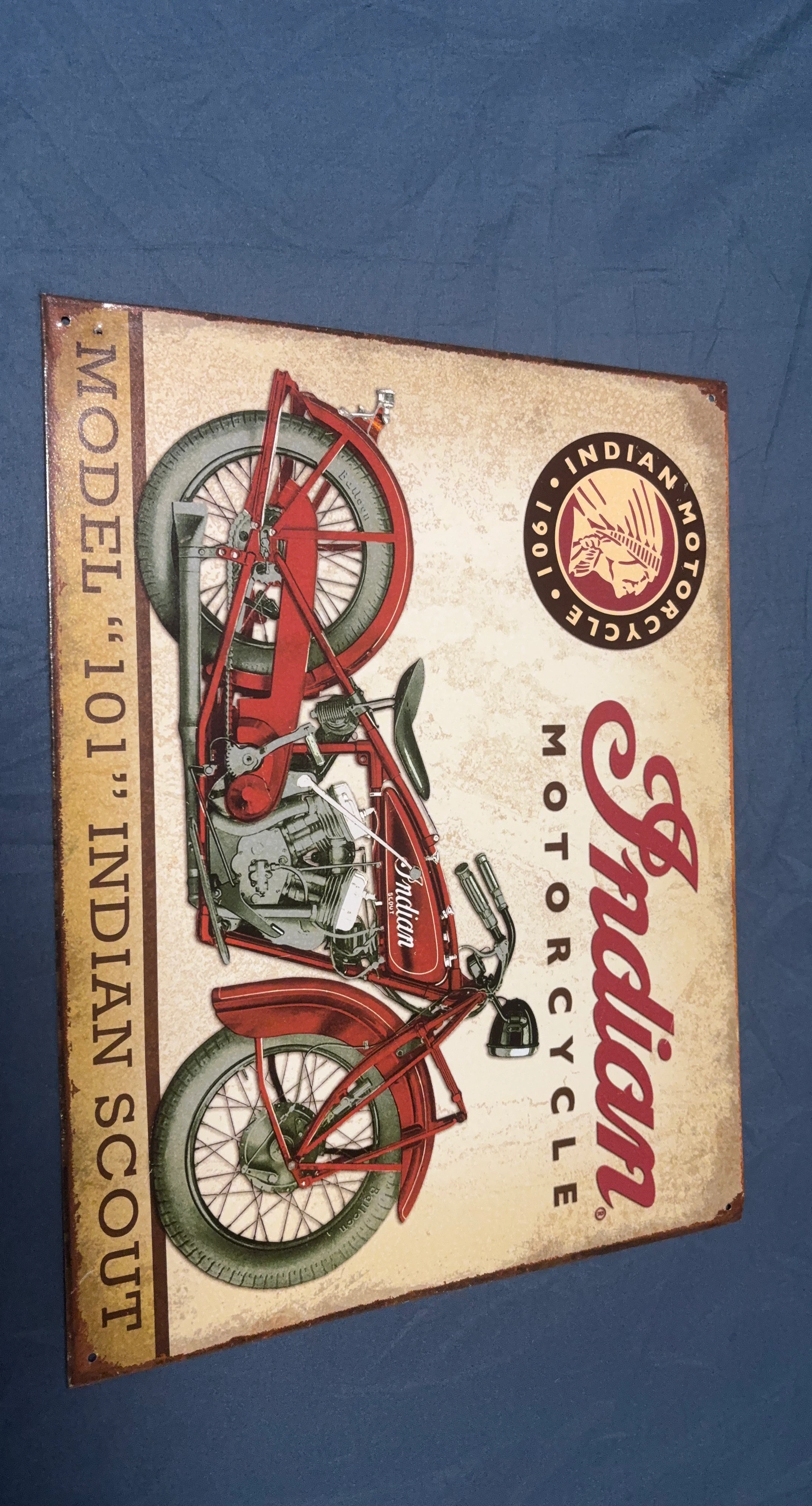 Indian Motorcycle "101" Scout Metal Sign