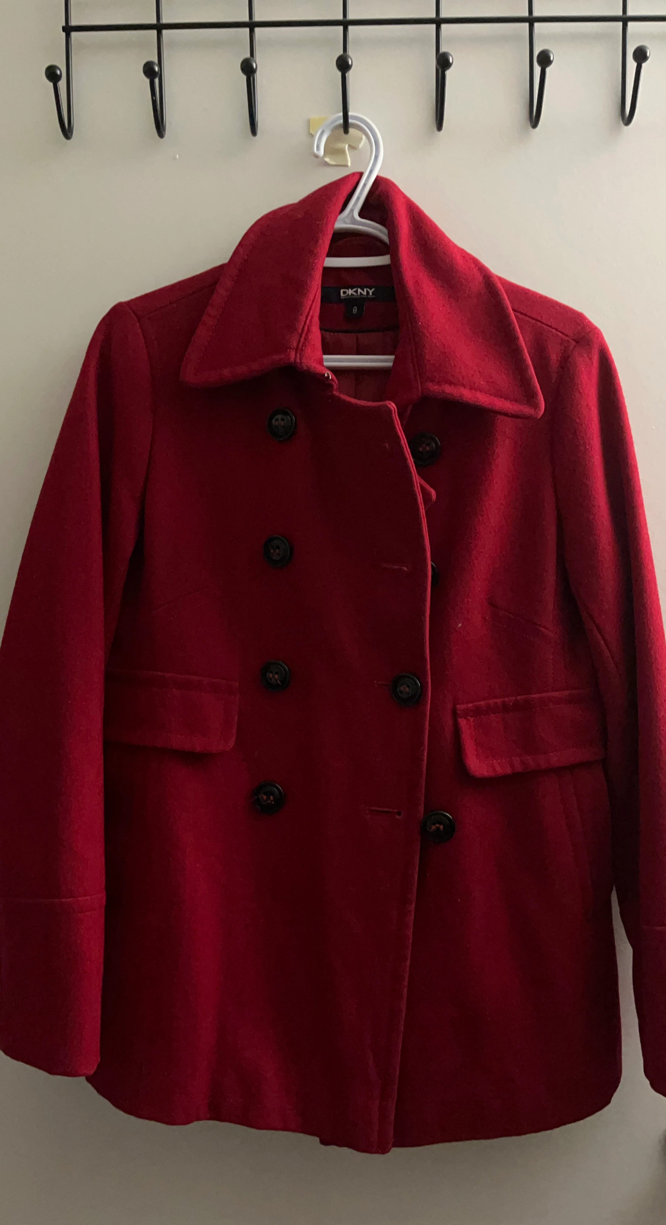 DKNY Women's Red Peacoat Size 8