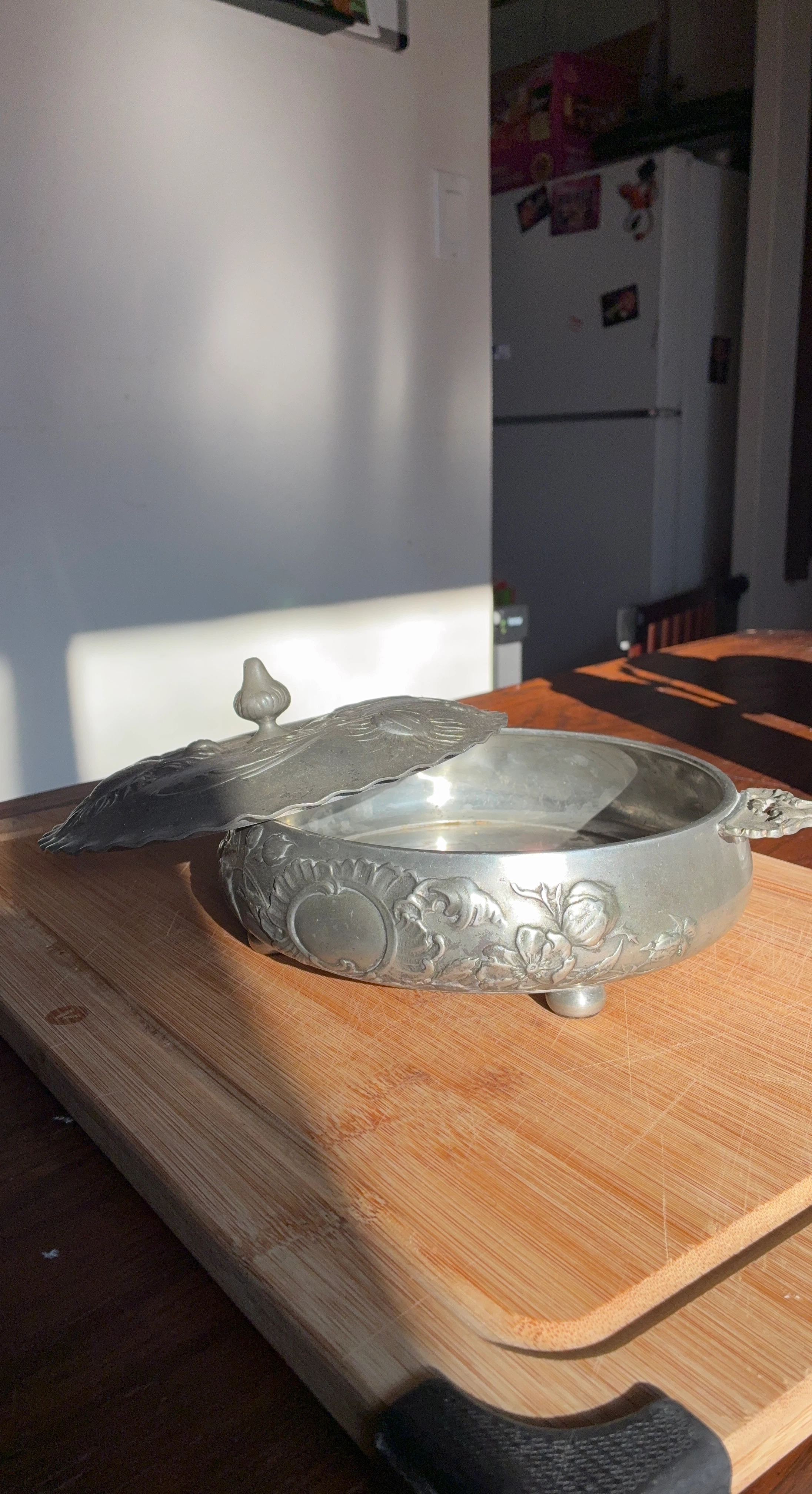 Vintage Metal Serving Dish with Lid