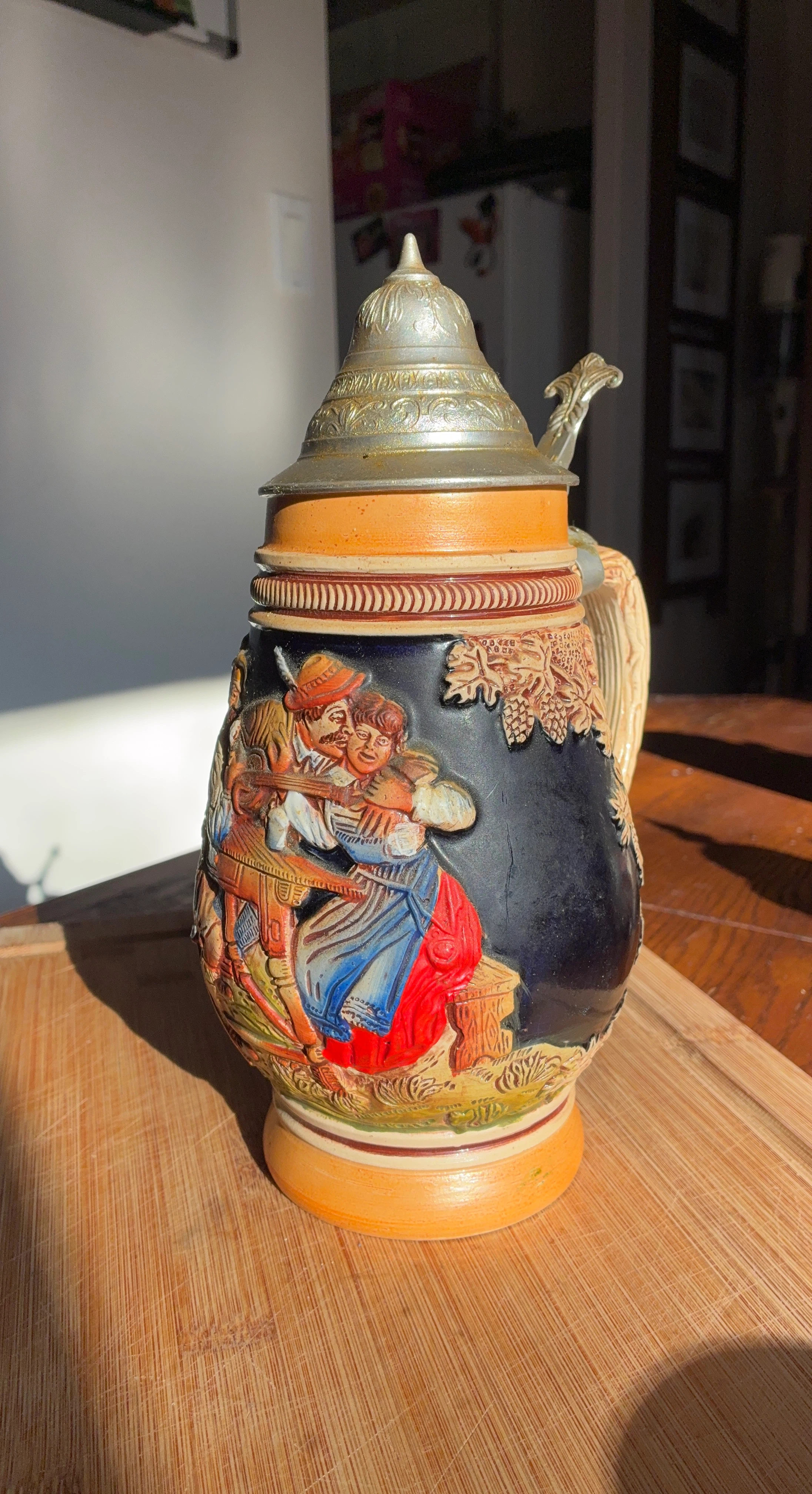 Vintage Ceramic Stein with Couple Scene