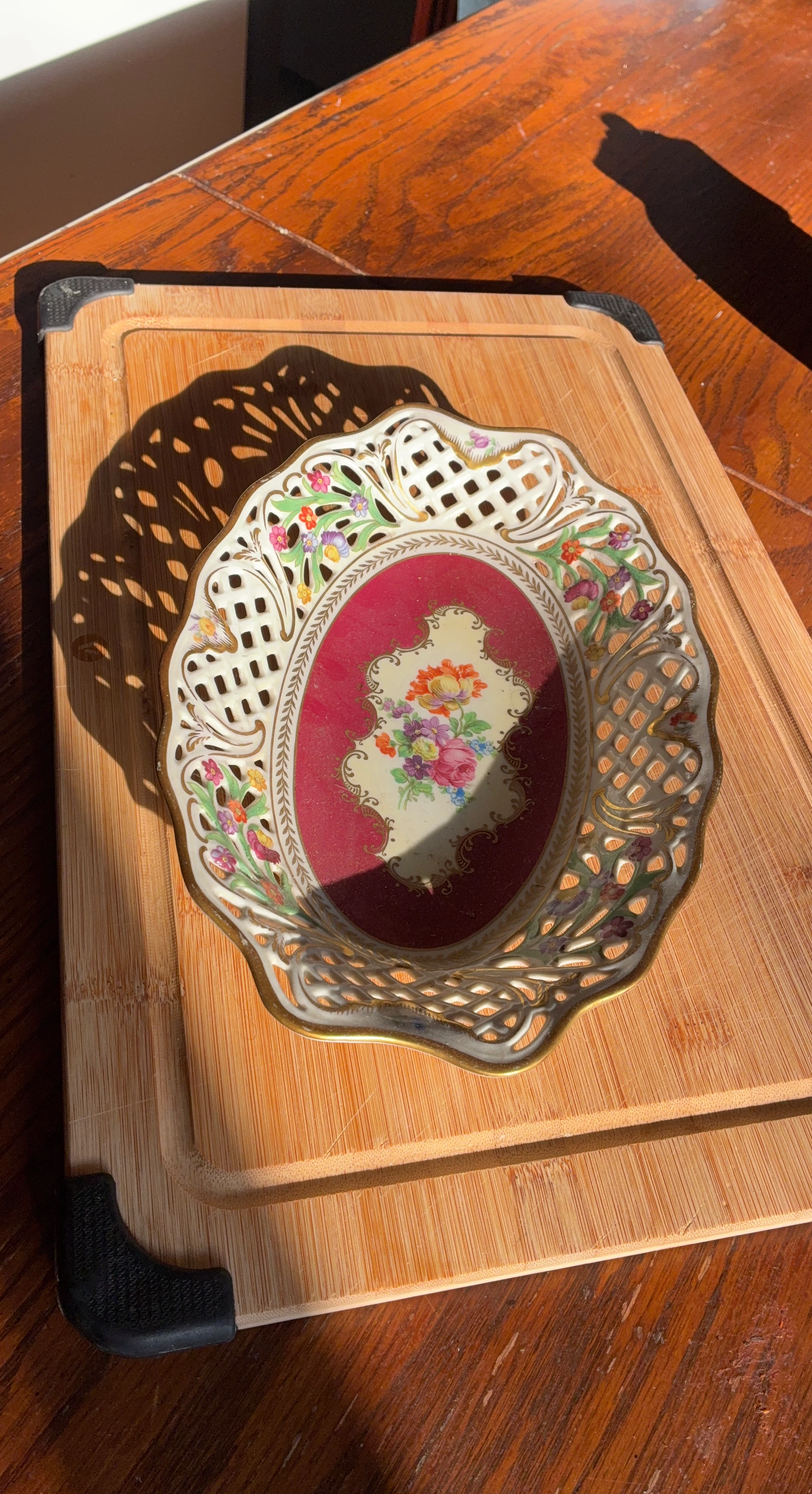 Vintage Decorative Porcelain Bowl with Floral Design