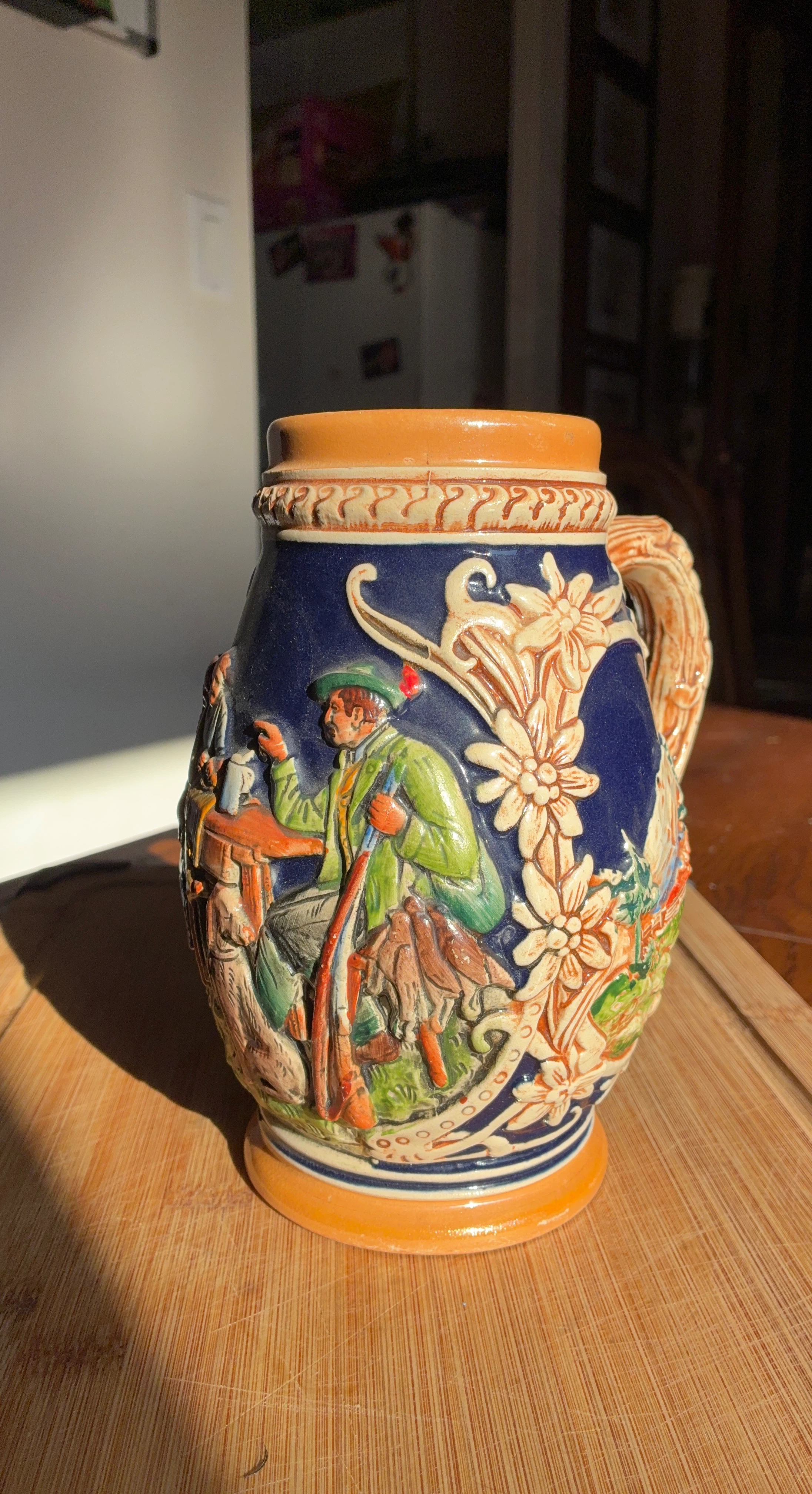 Vintage Ceramic Stein with Hunting Scene