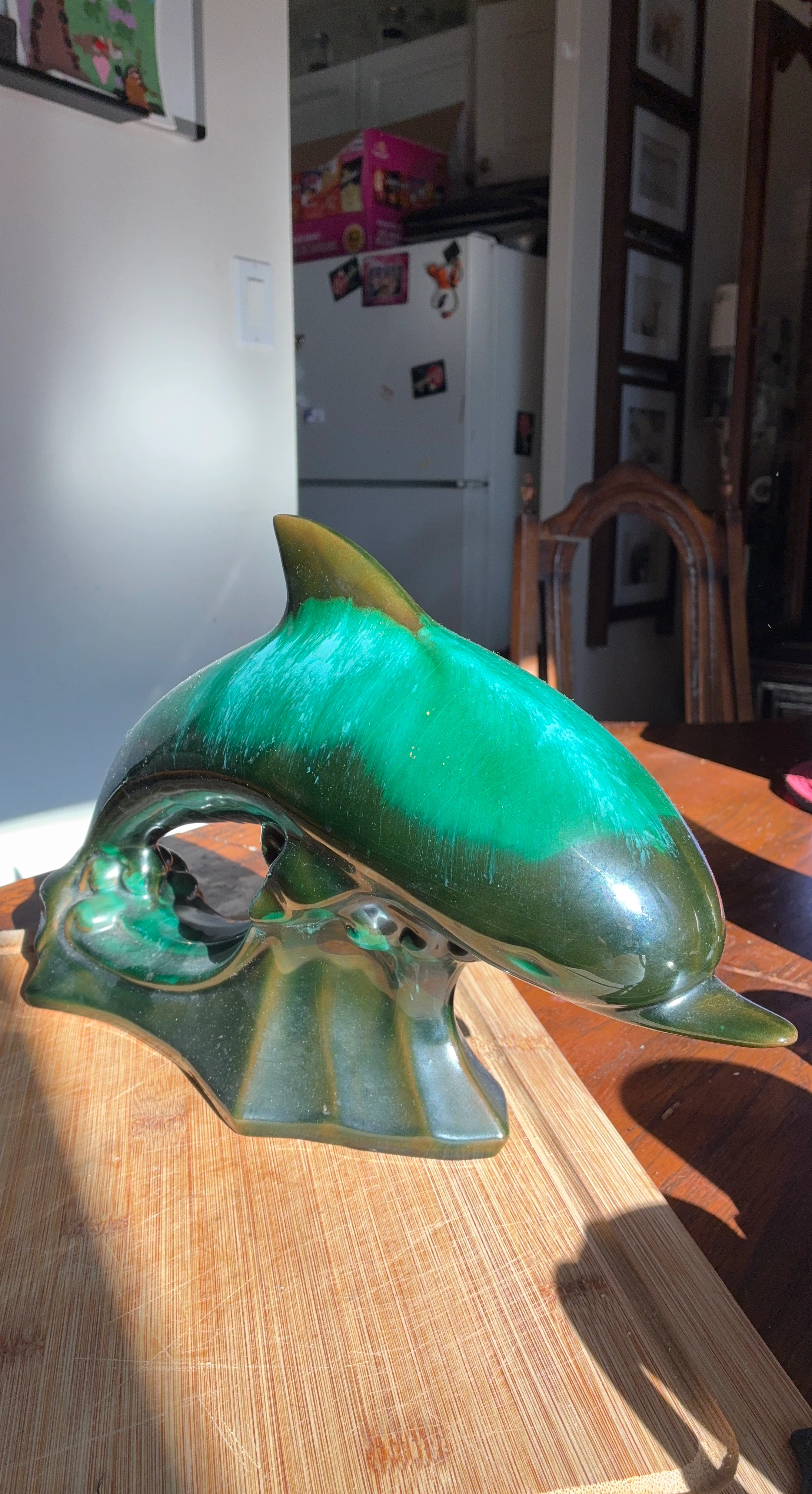 Ceramic Dolphin Figurine - Green