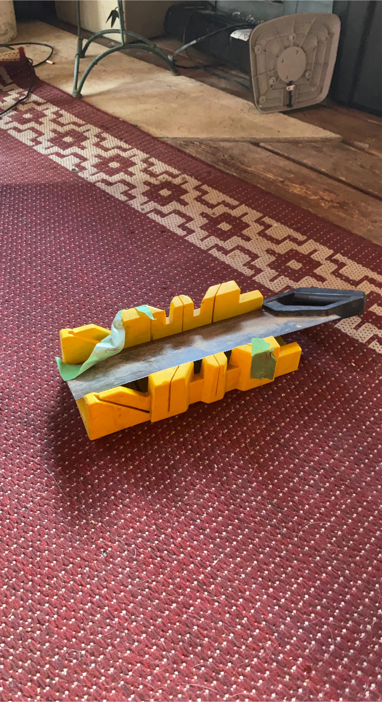 Yellow Miter Box with Saw
