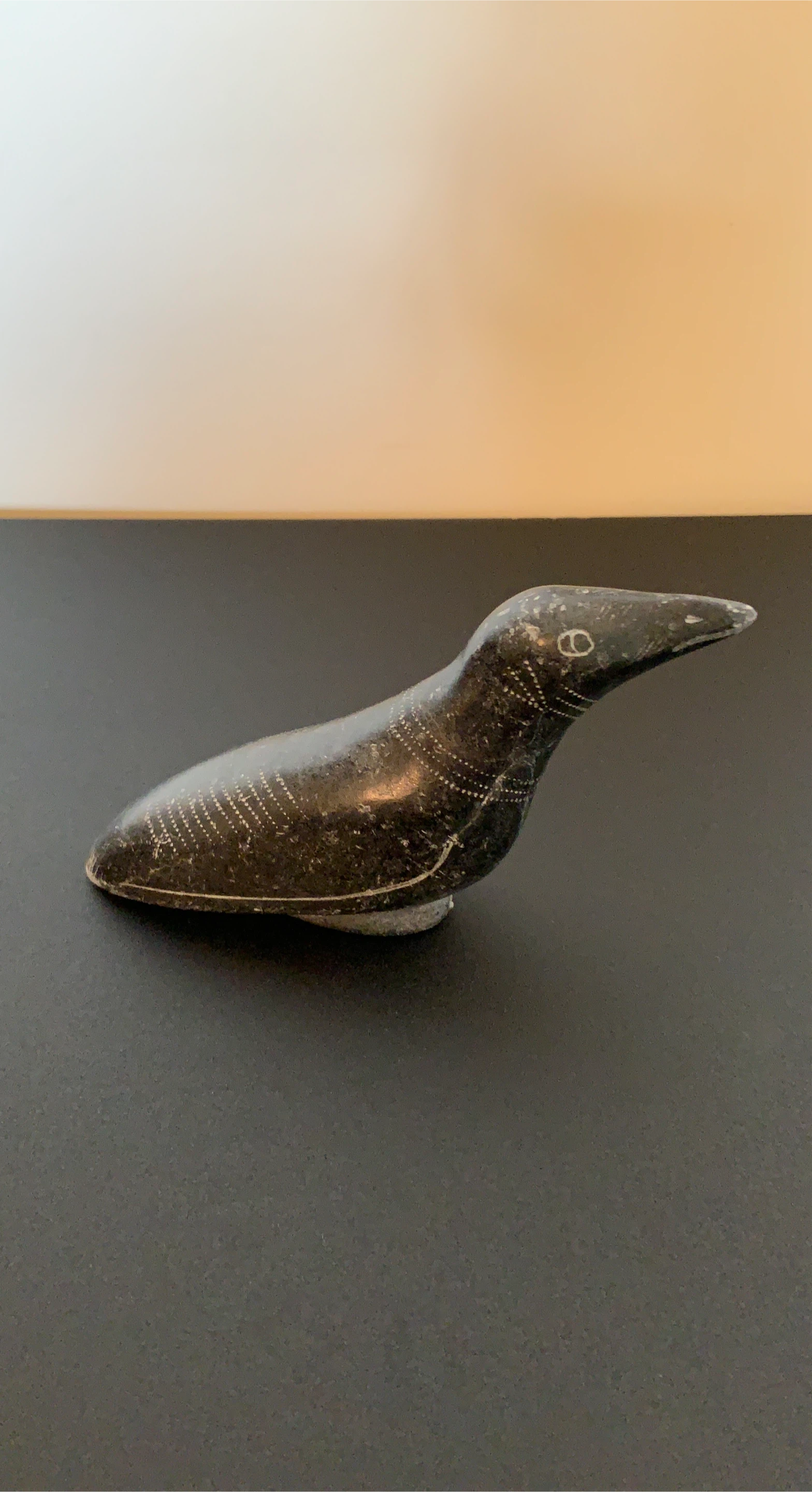 Eskimo Art Hand-carved Collectible Soap Stone Bird Figurine