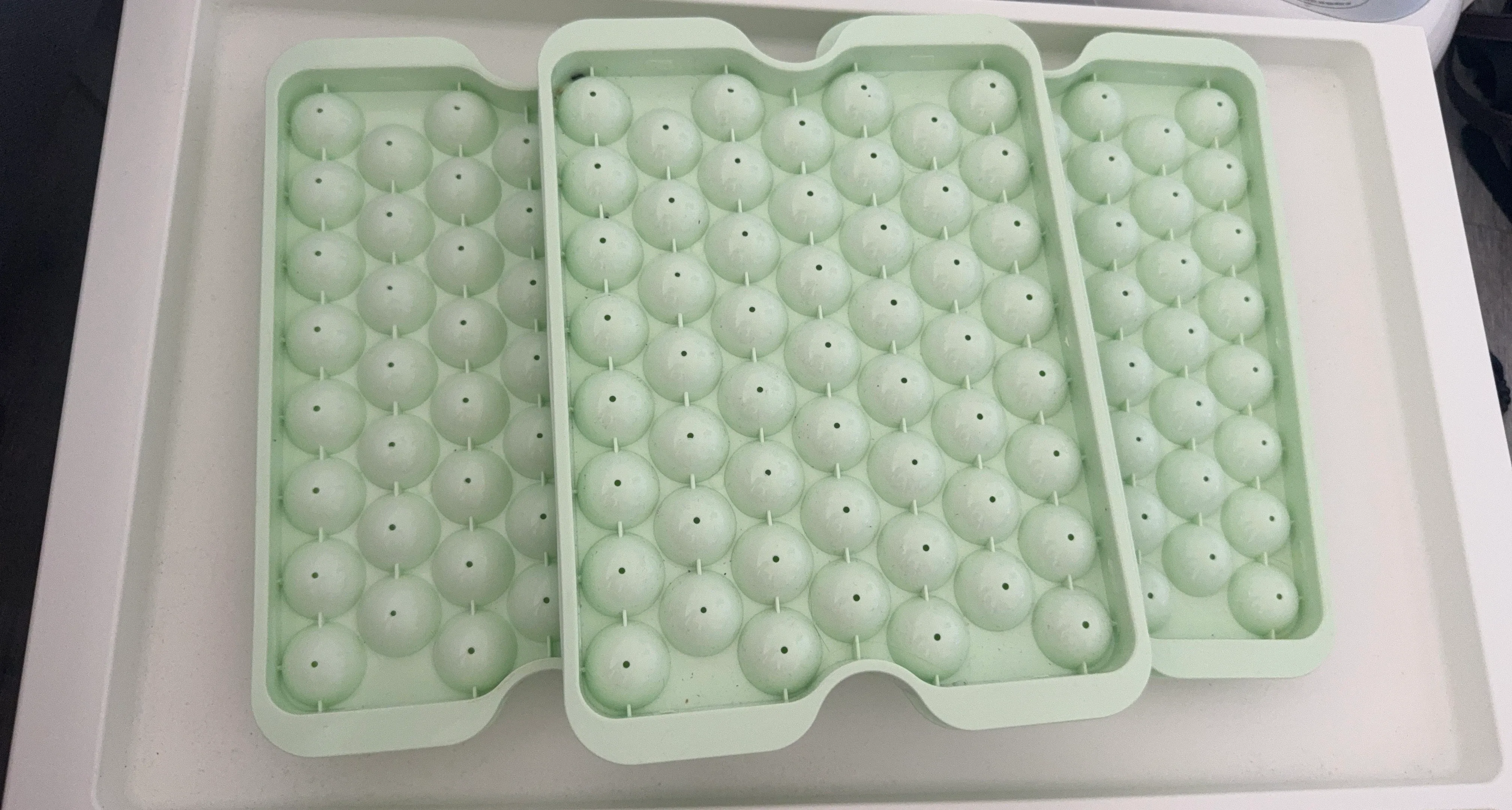 3 Light Green Round Ice Cube Trays