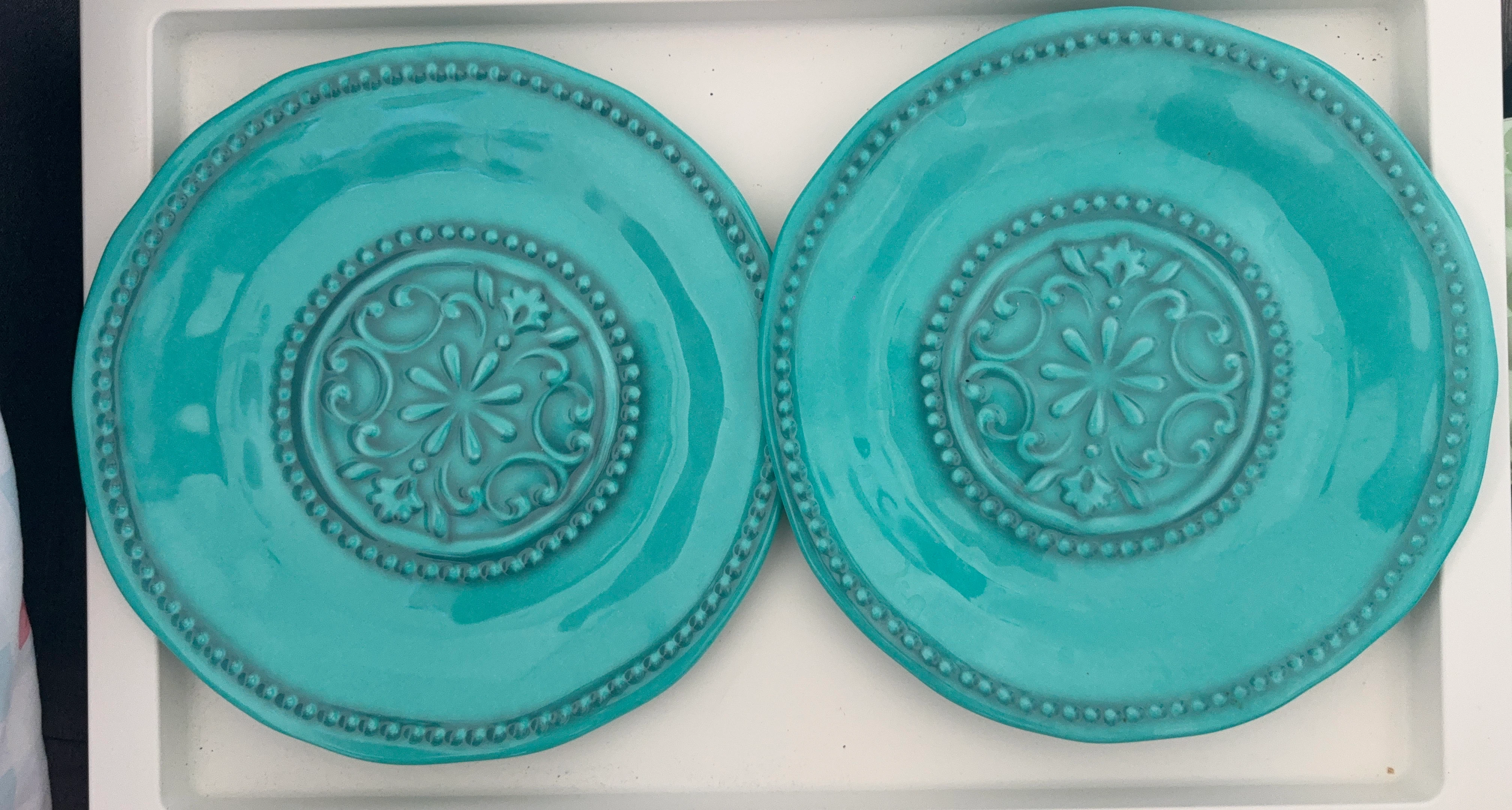Set of 2 Teal Decorative Plates
