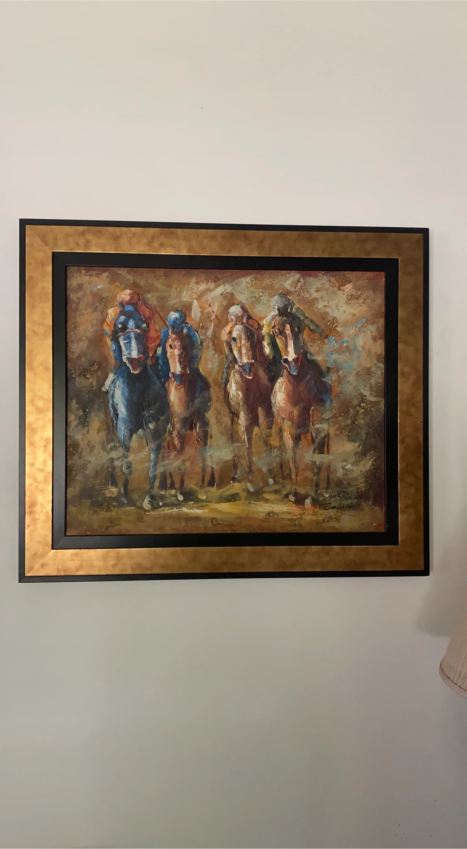 Framed Horse Racing Painting