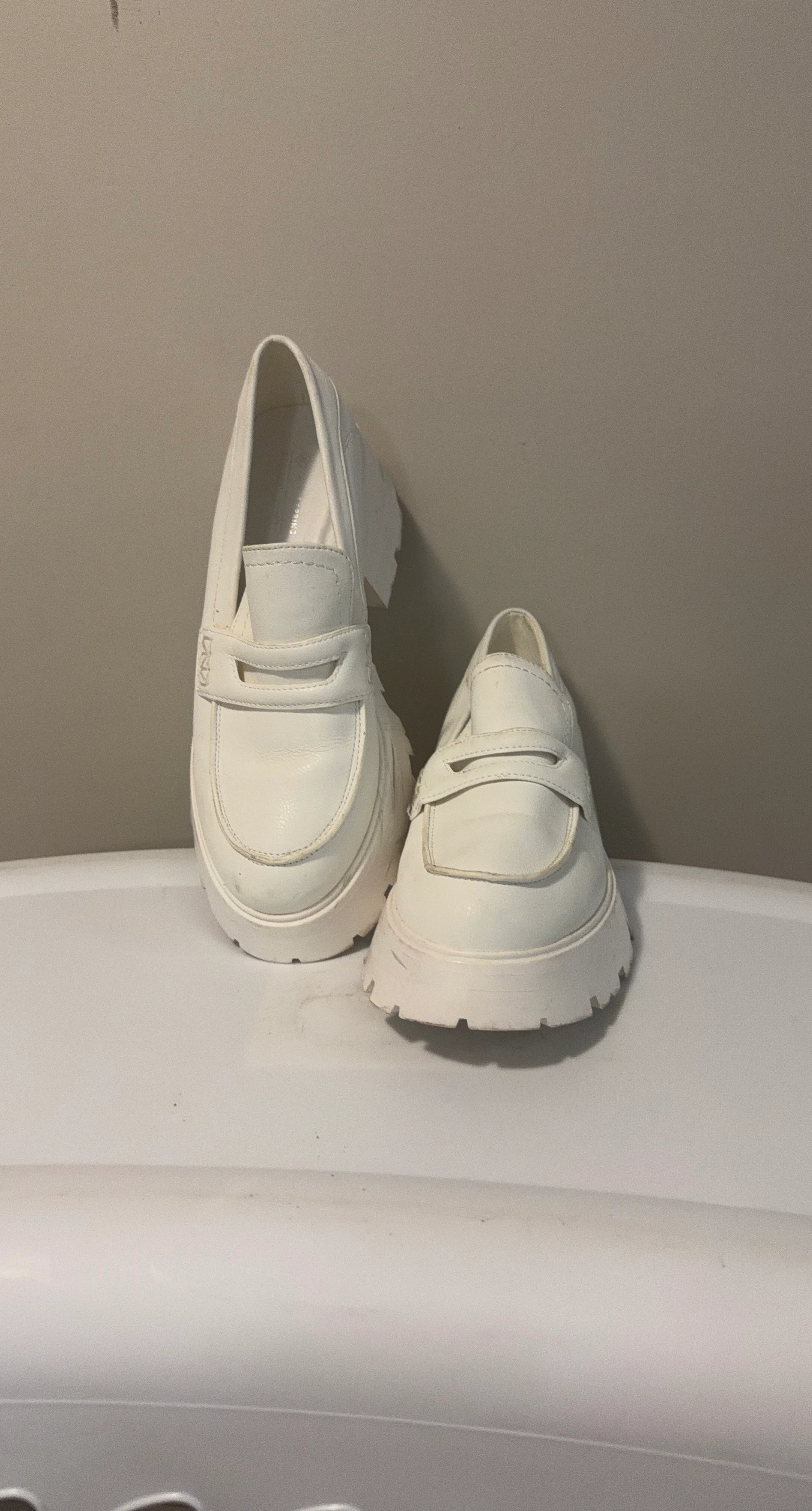 White Platform Loafers