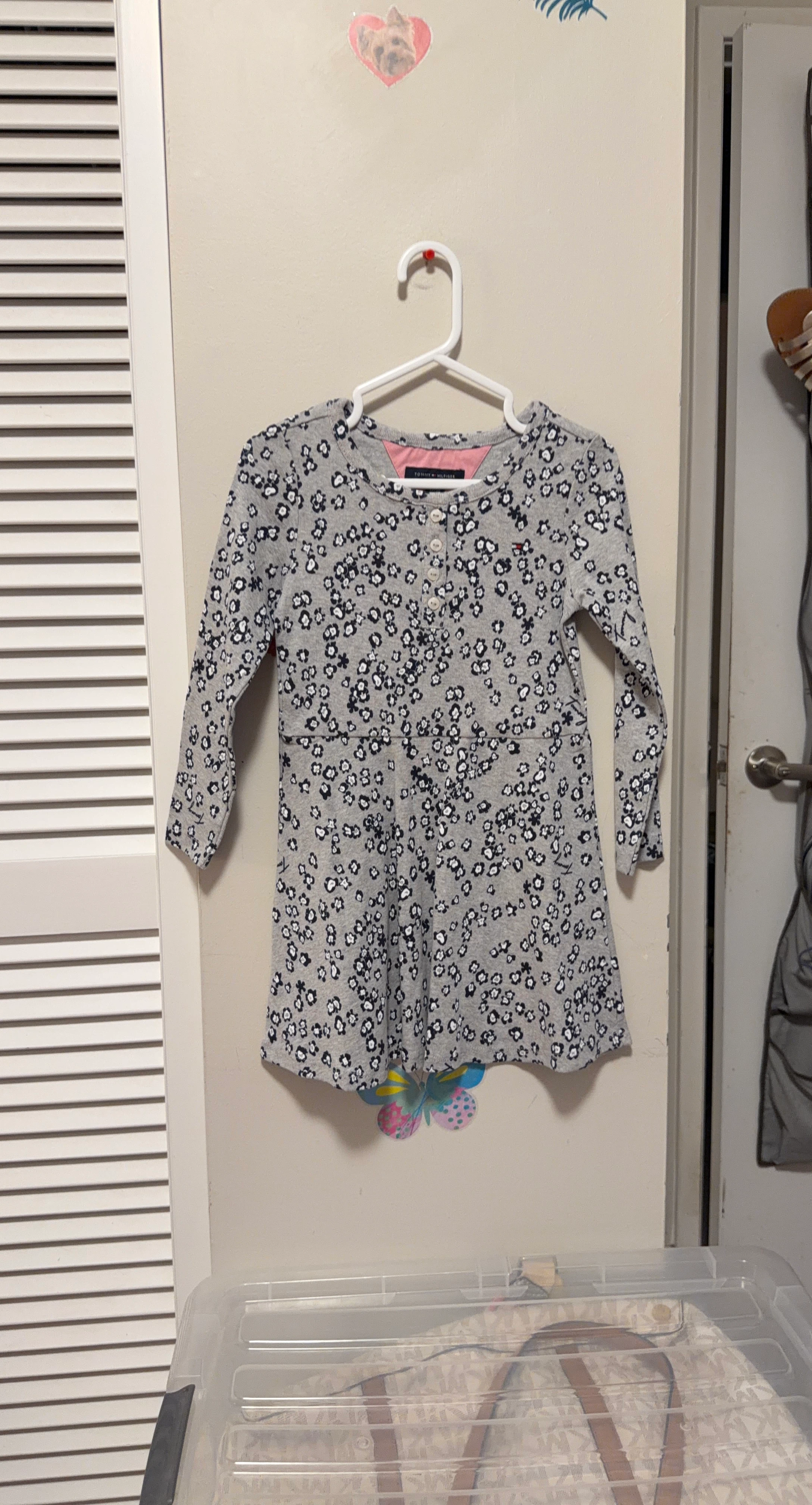 Tommy Hilfiger Girls Grey Floral Dress