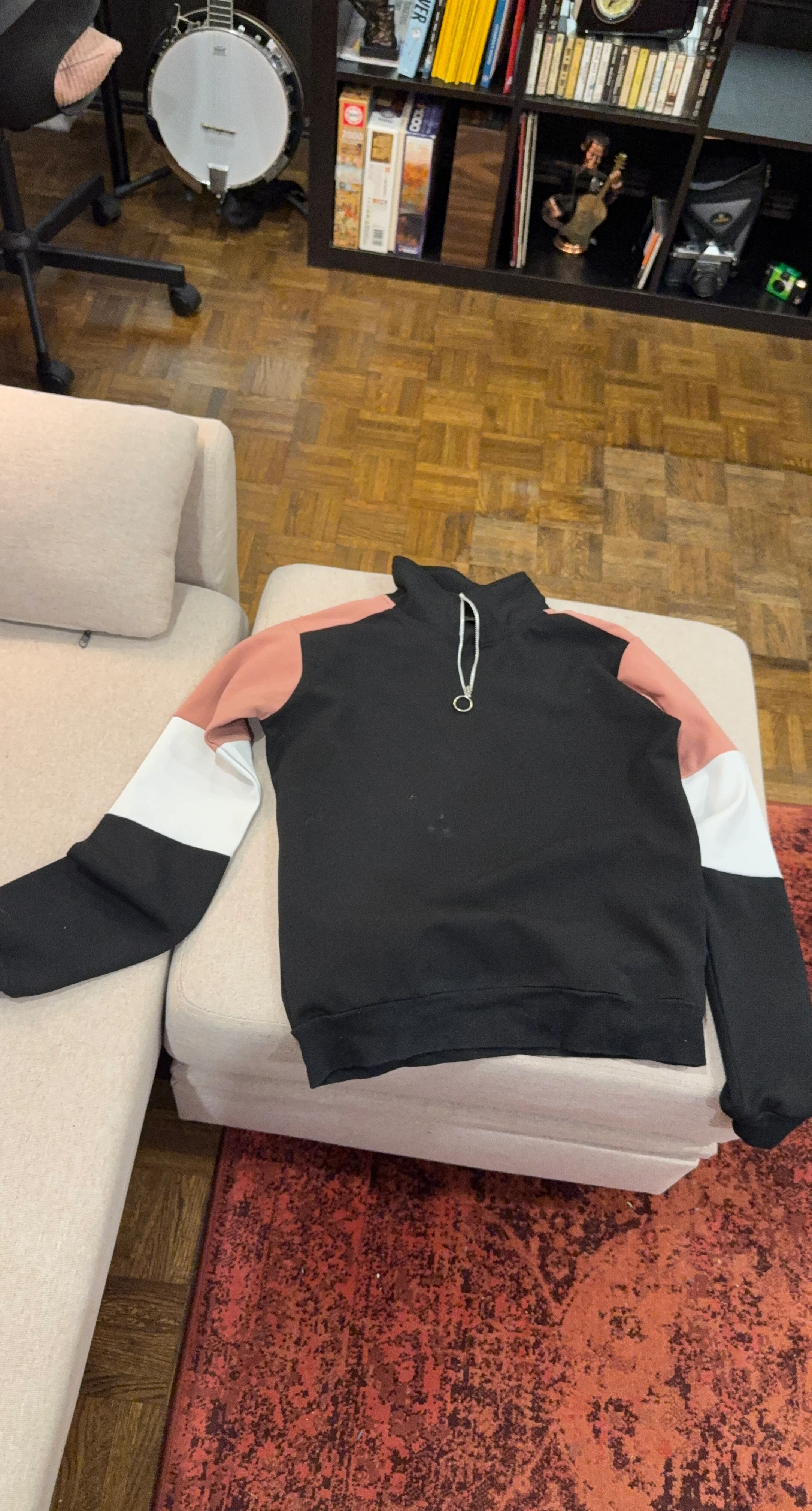 Colour Block Zip Neck Sweatshirt