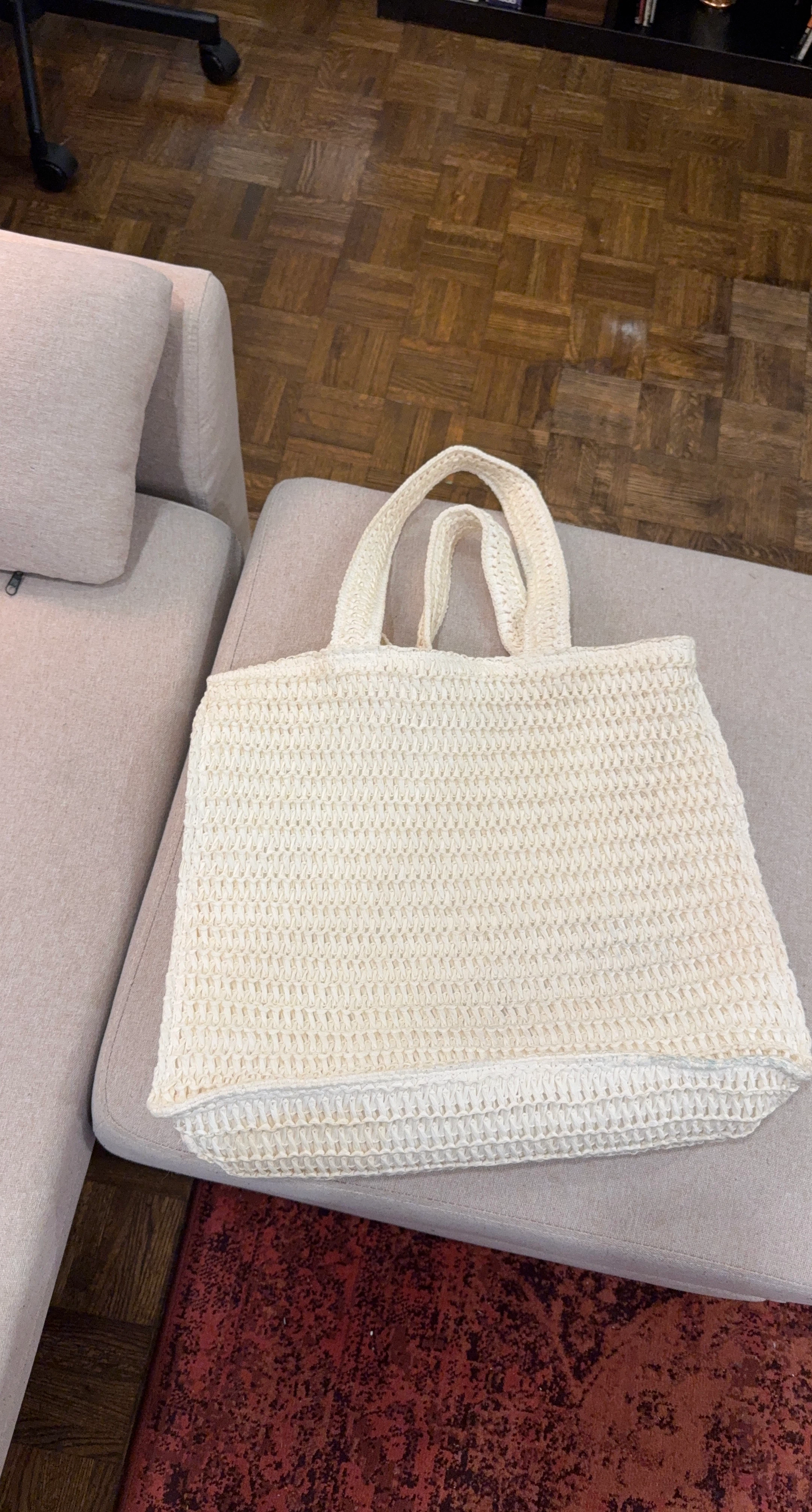 Cream Woven Tote Bag