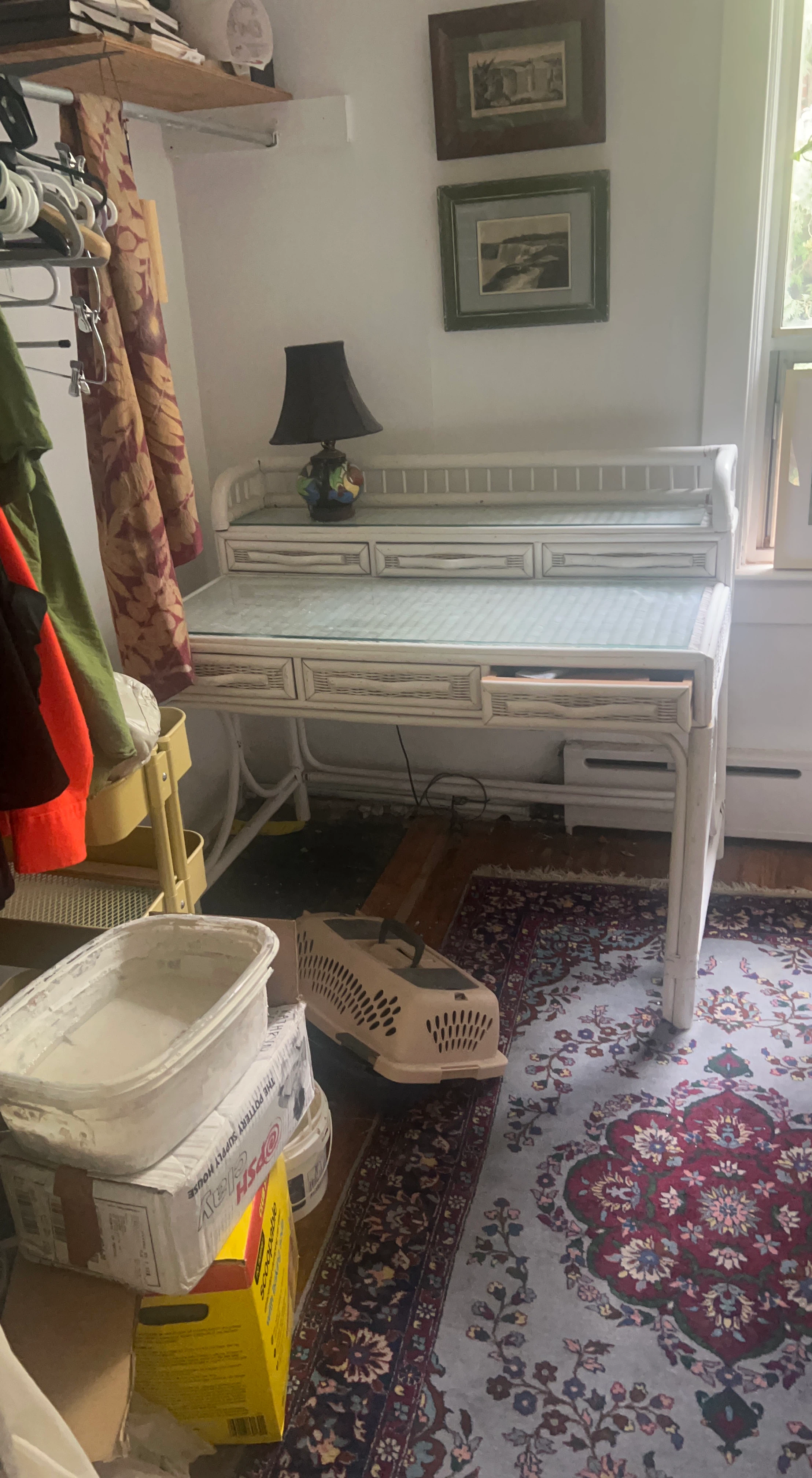 White Rattan Wicker Desk