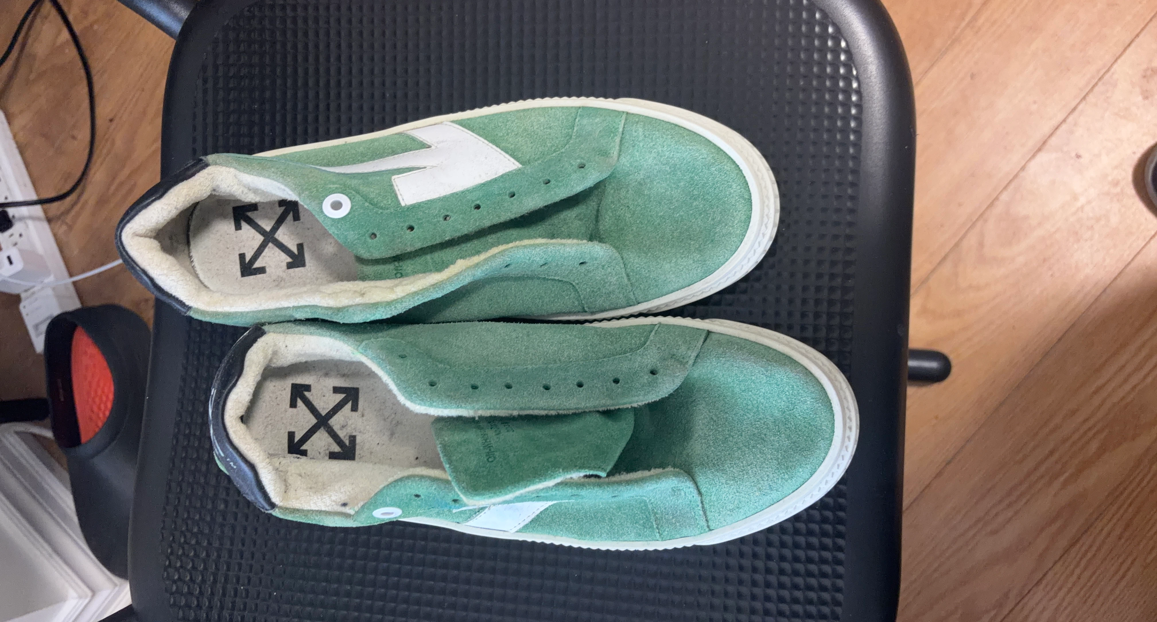 Off-White Green Suede Low Top Sneakers