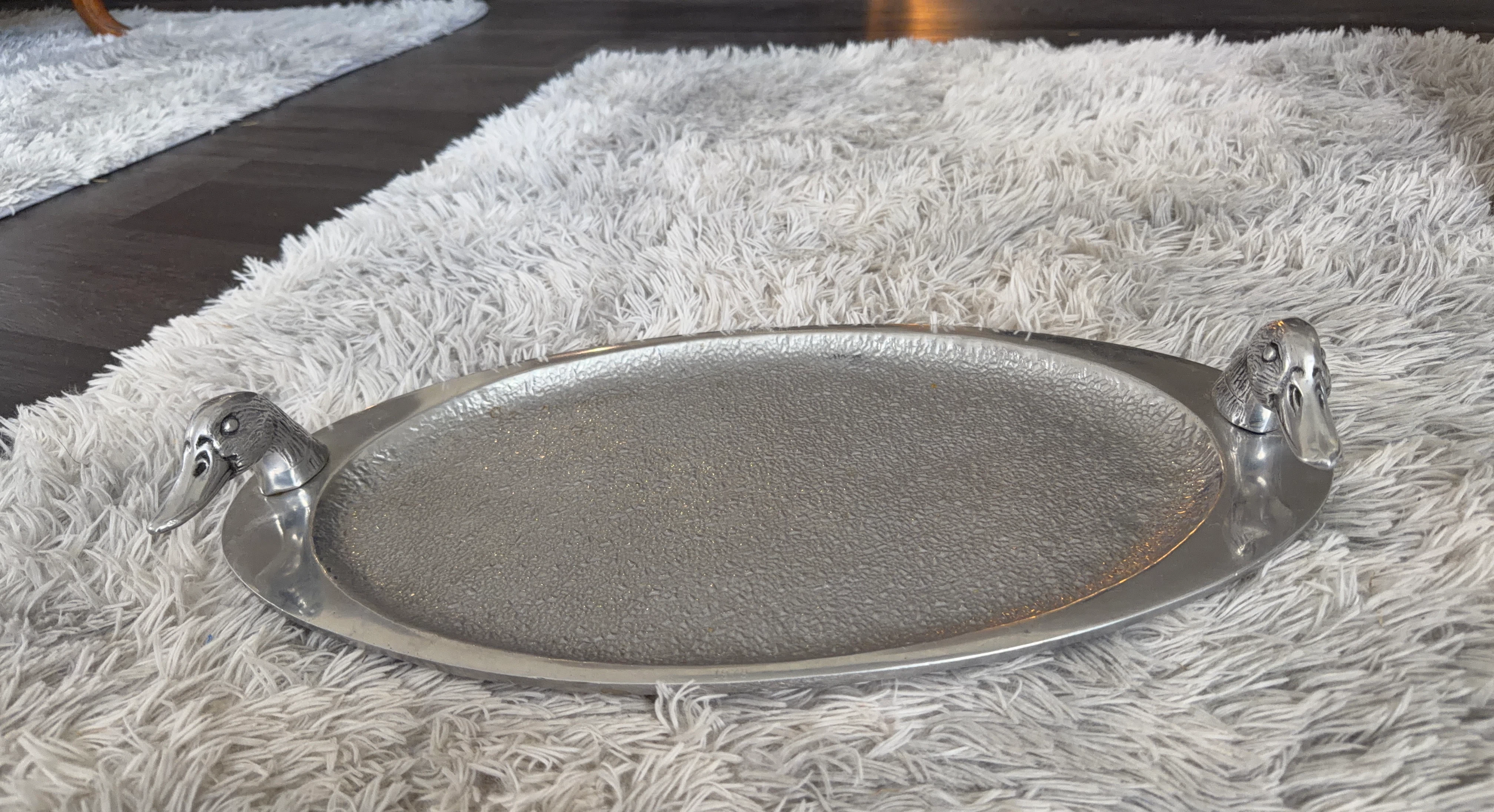 Silver Platter with Duck Head Handles