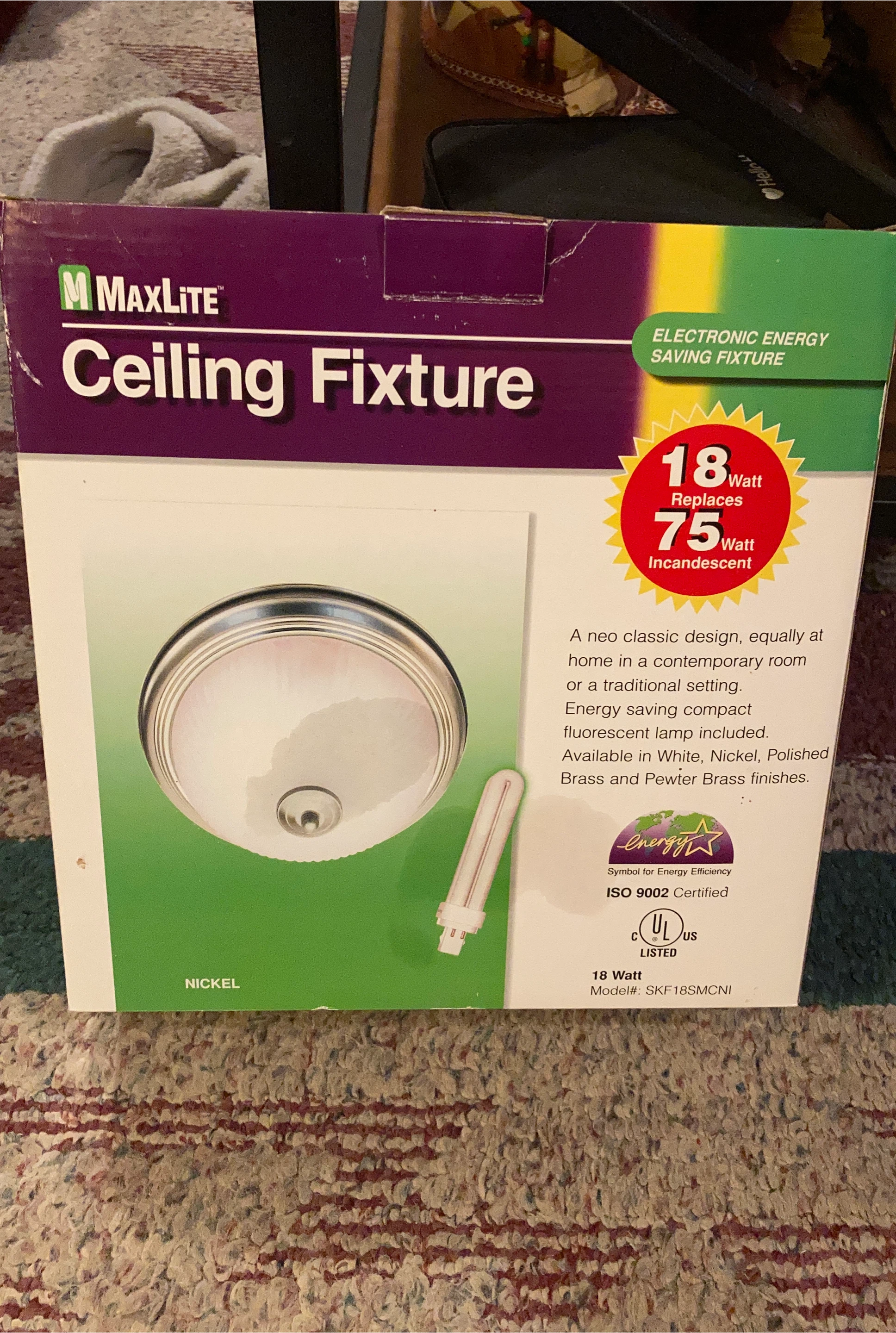 MaxLite Ceiling Fixture Nickel Finish