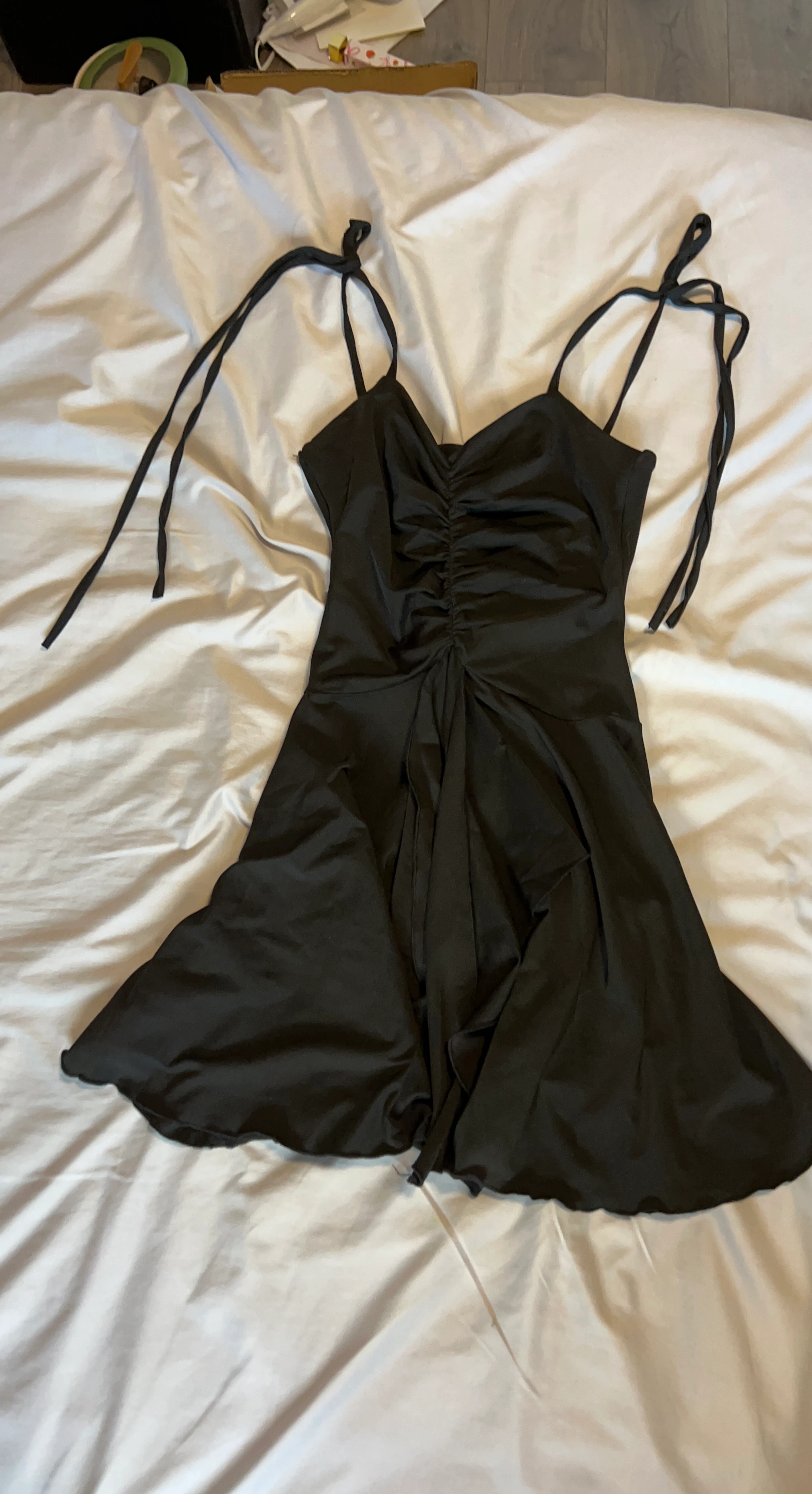 Black Ruched Mini Dress