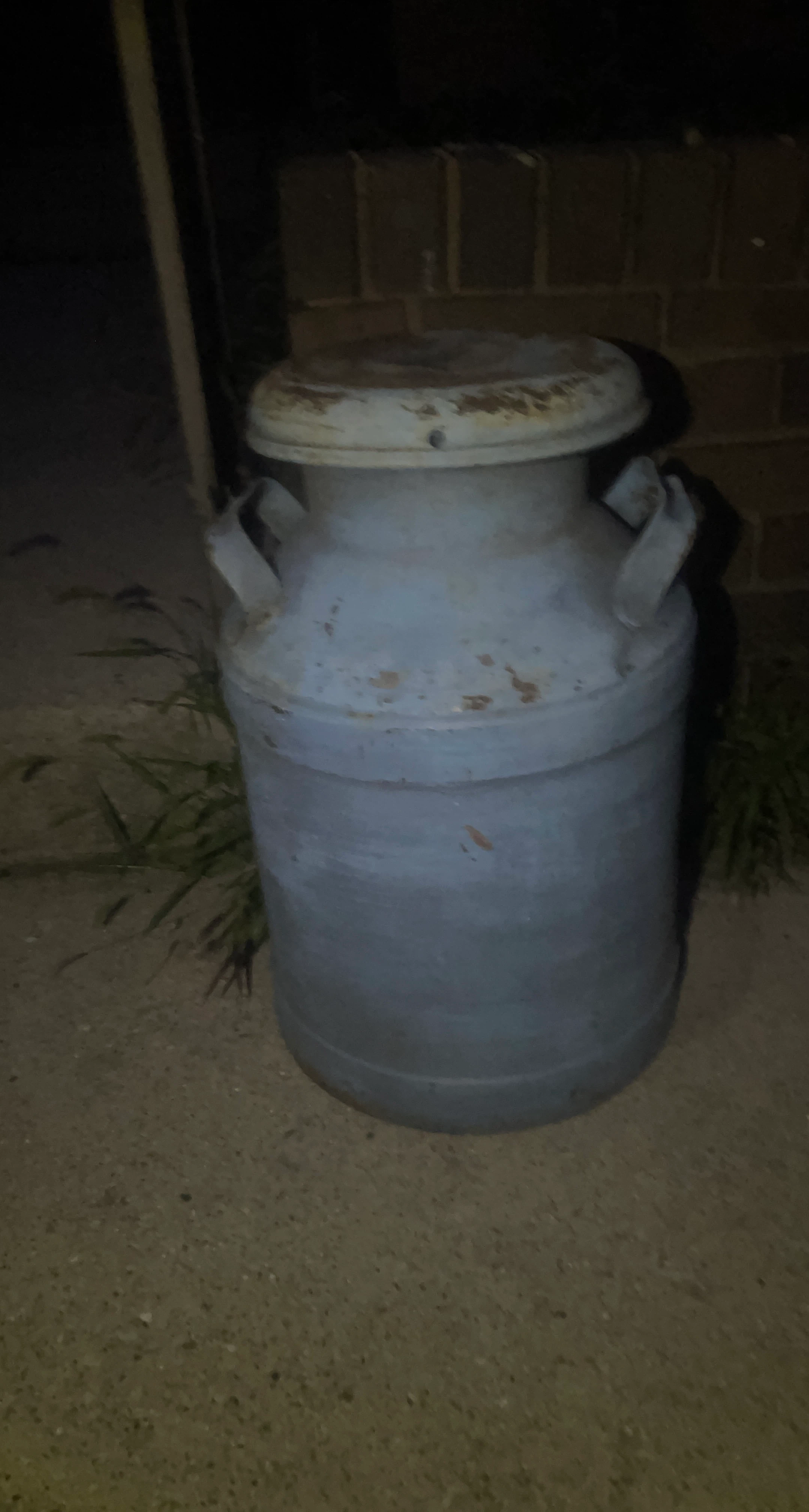 Vintage Blue Metal Milk Can