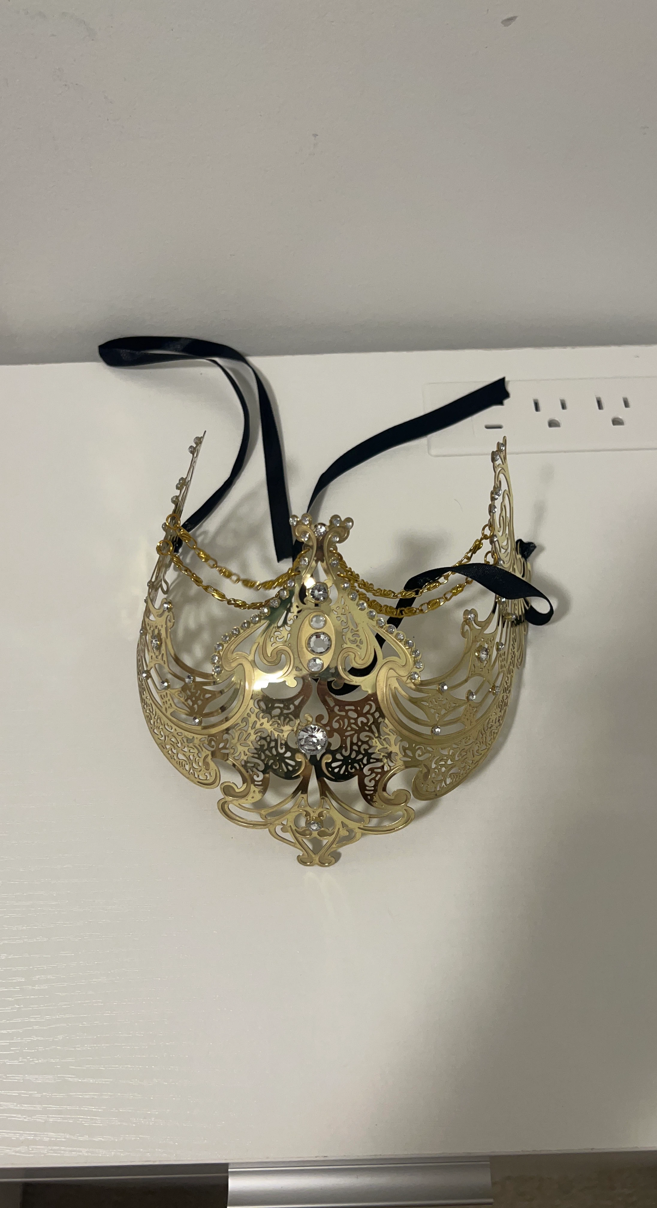 Gold Masquerade Mask with Rhinestones
