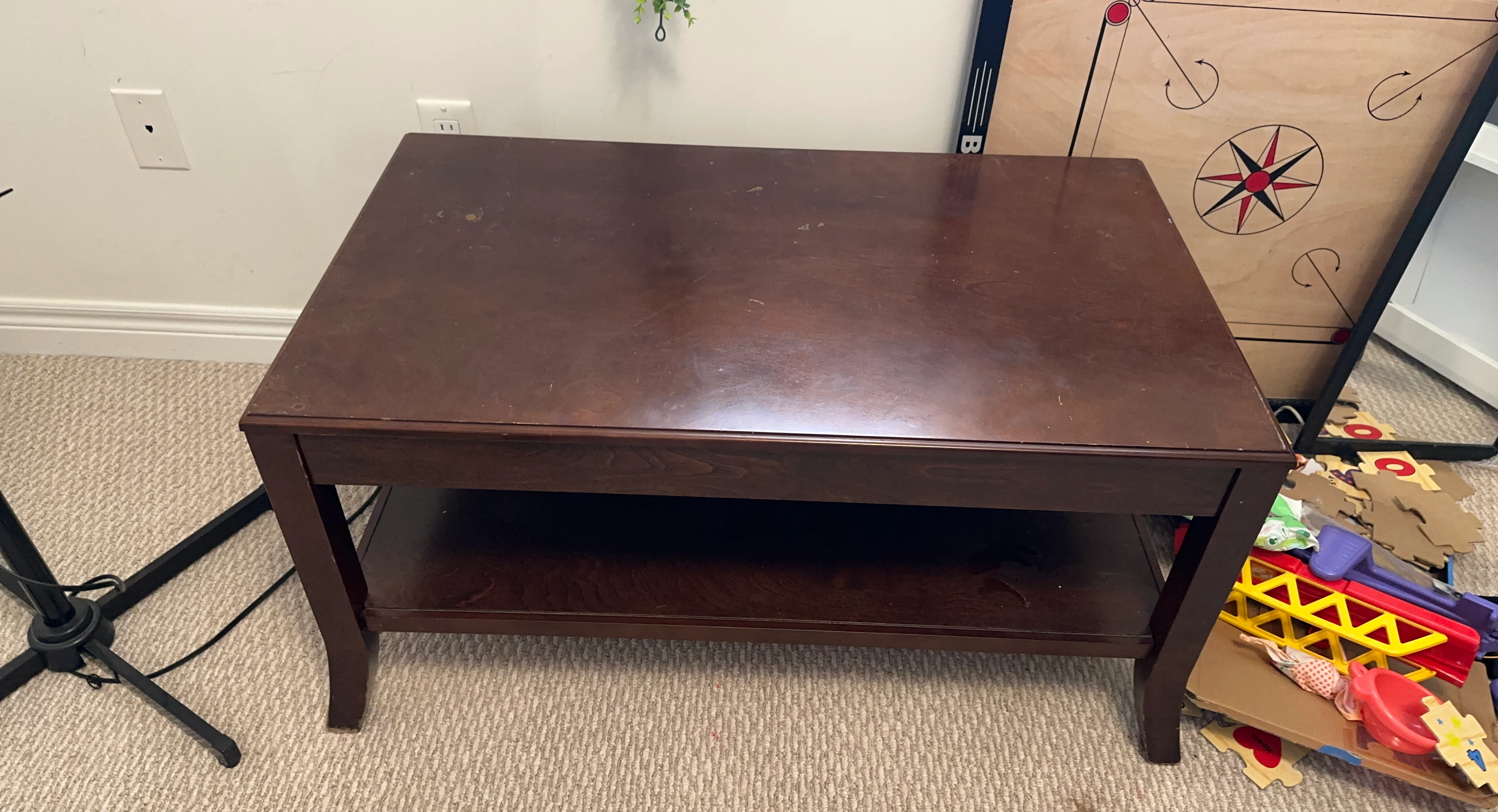 Dark Brown Coffee Table with Shelf