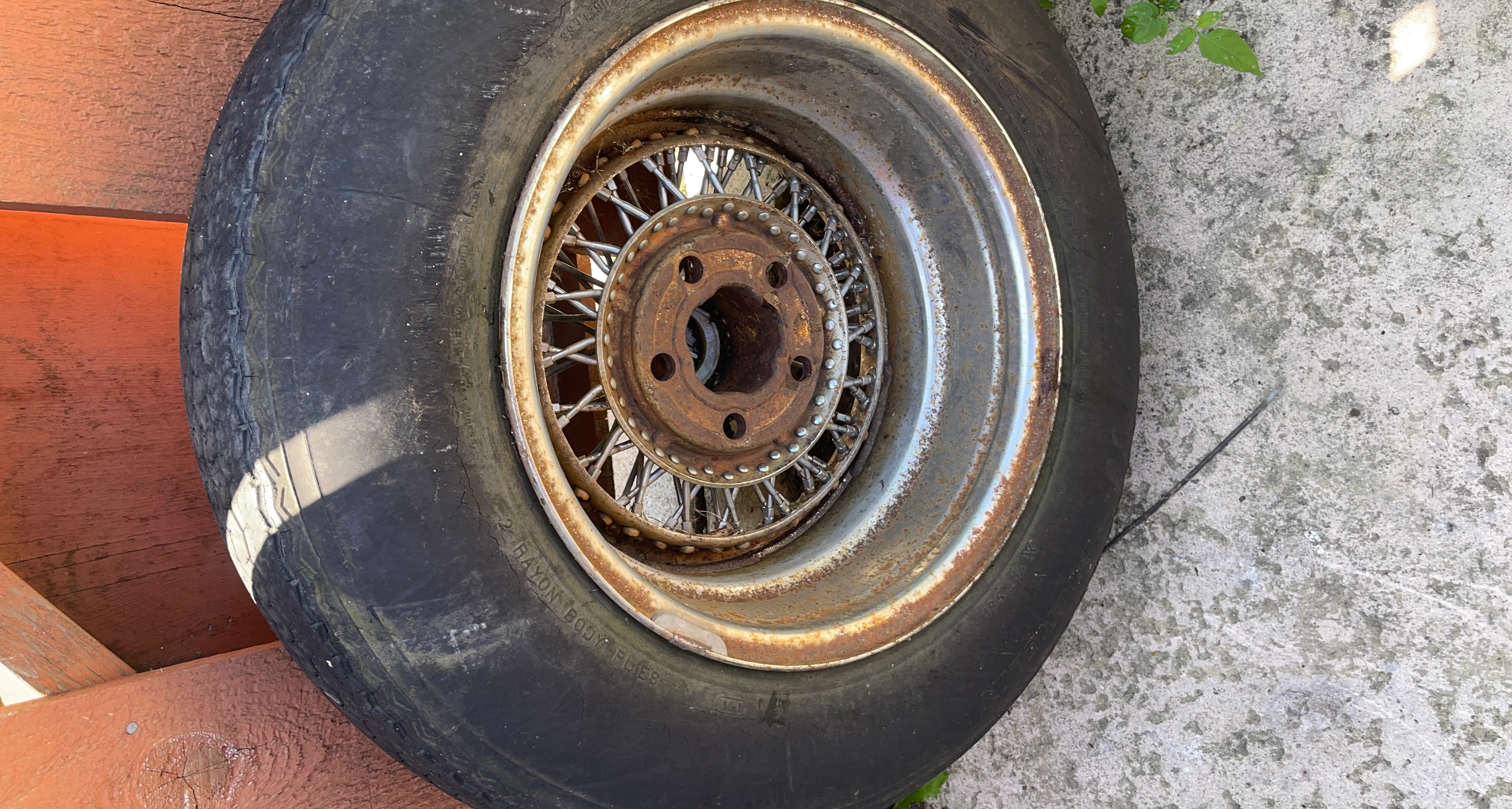 Vintage Wire Wheel Rim with Tire