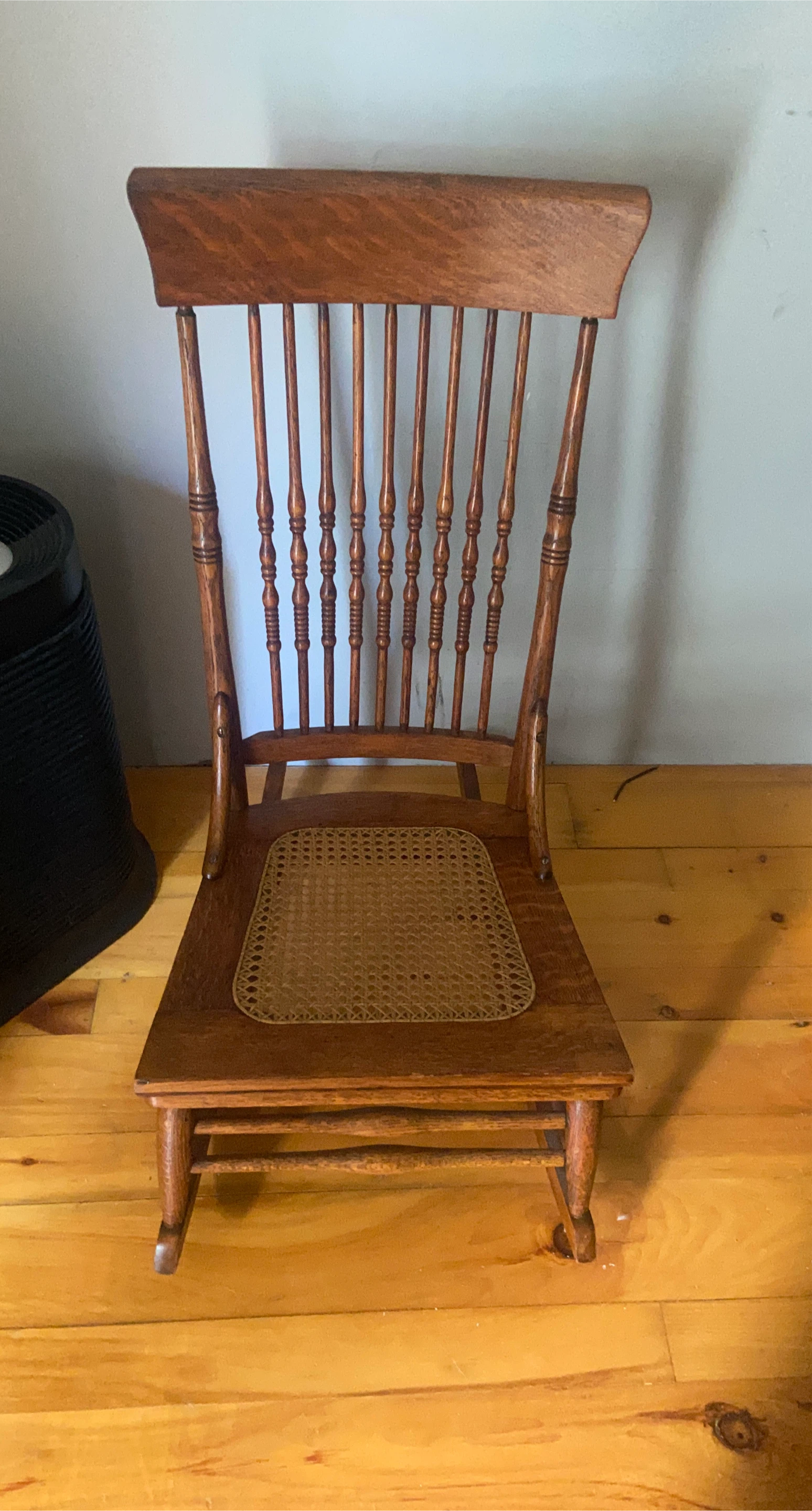Vintage Wooden Rocking Chair with Cane Seat