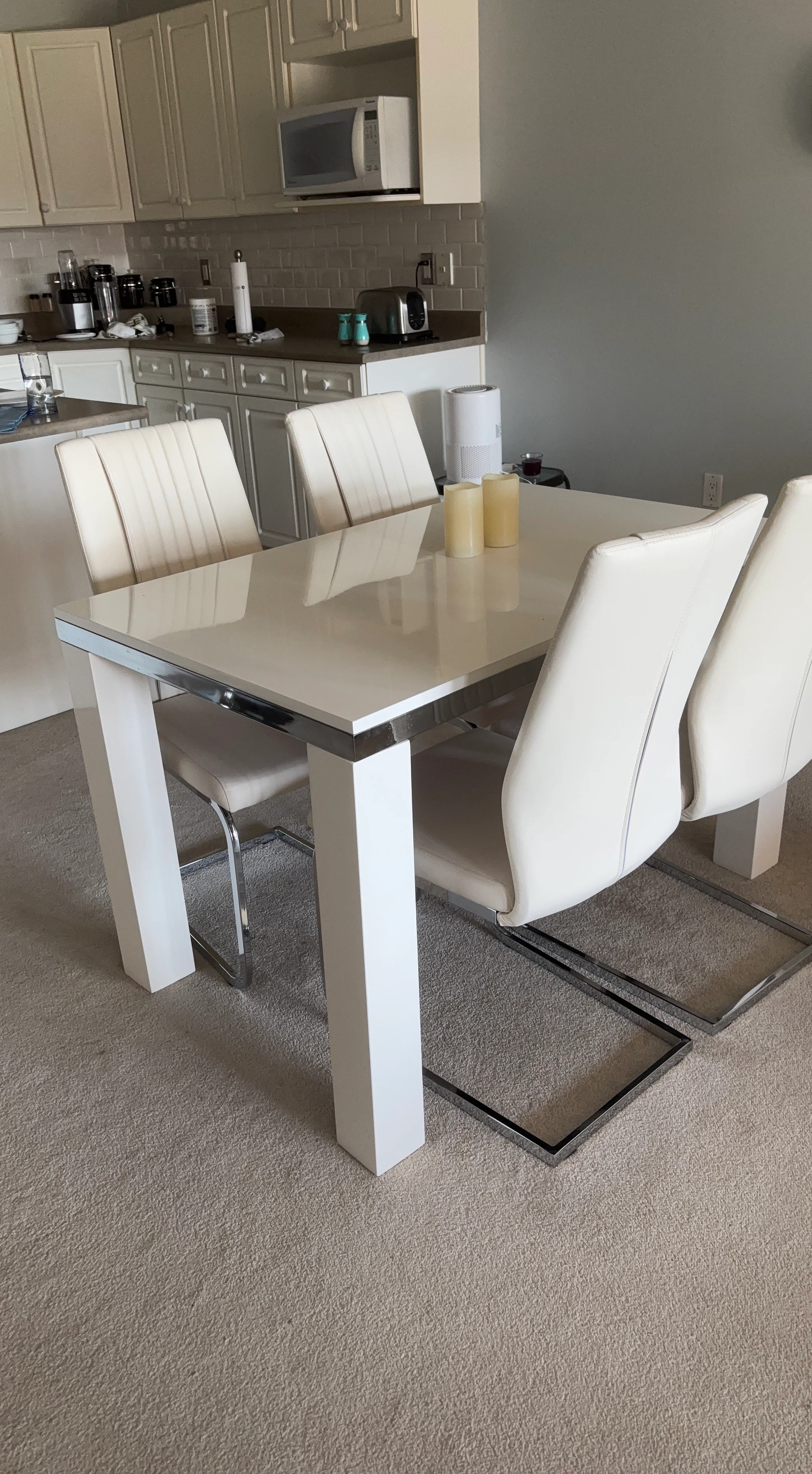White Dining Table with 4 Chairs