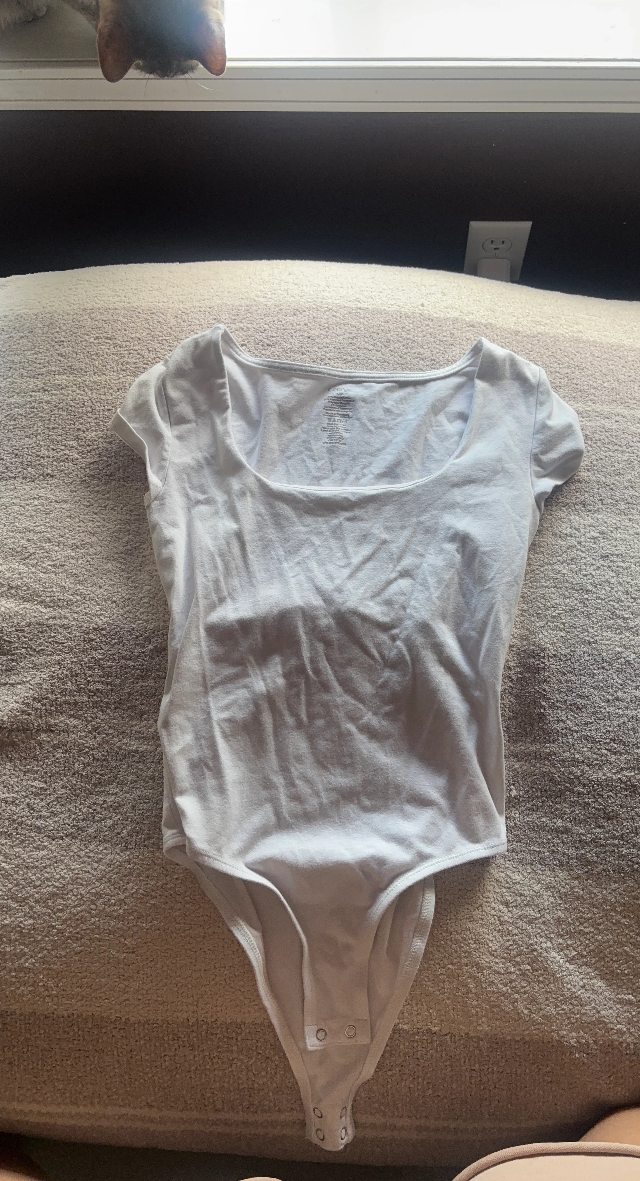 George Women's White Short Sleeve Bodysuit