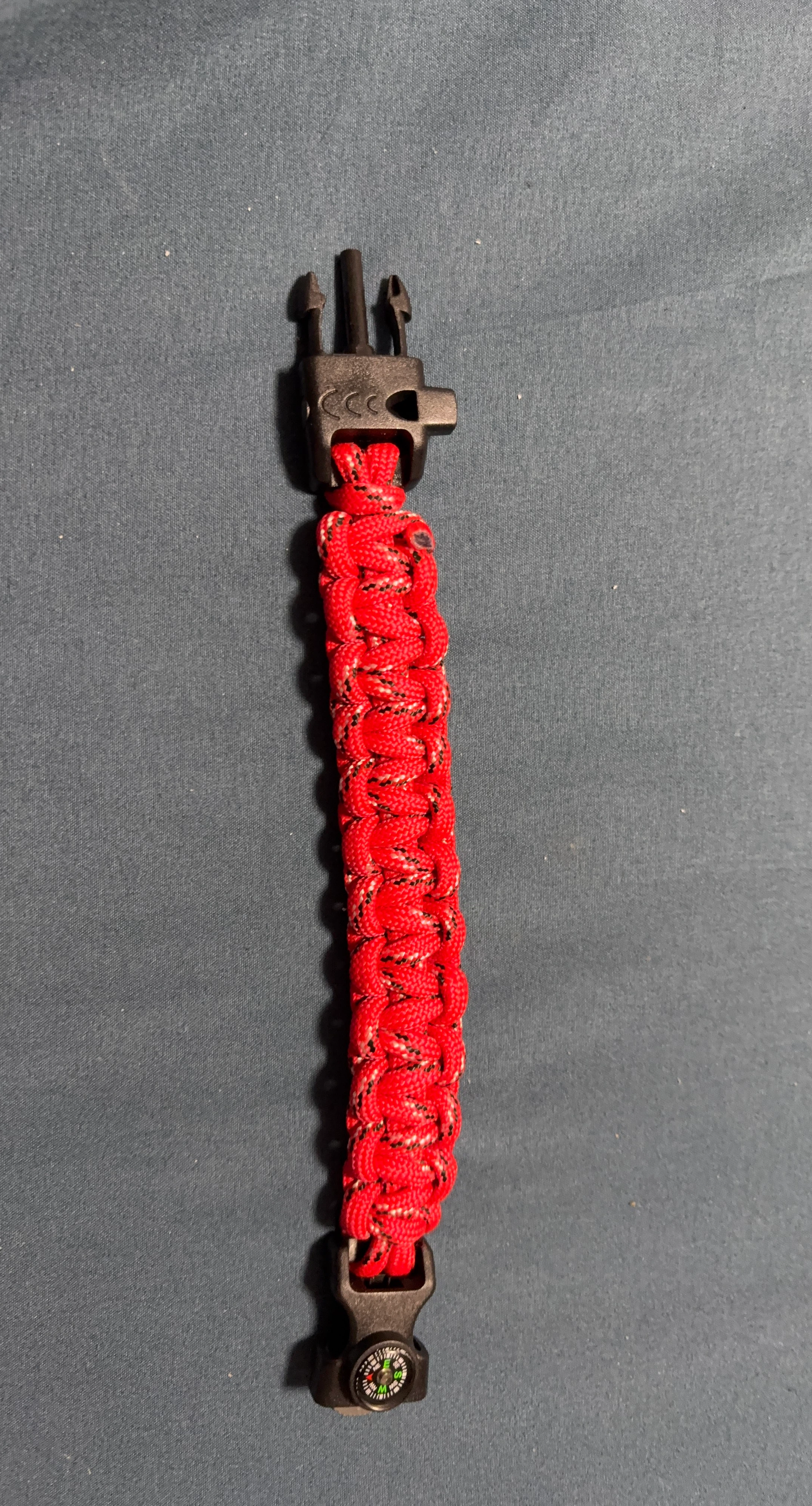 Red Paracord Bracelet with Compass